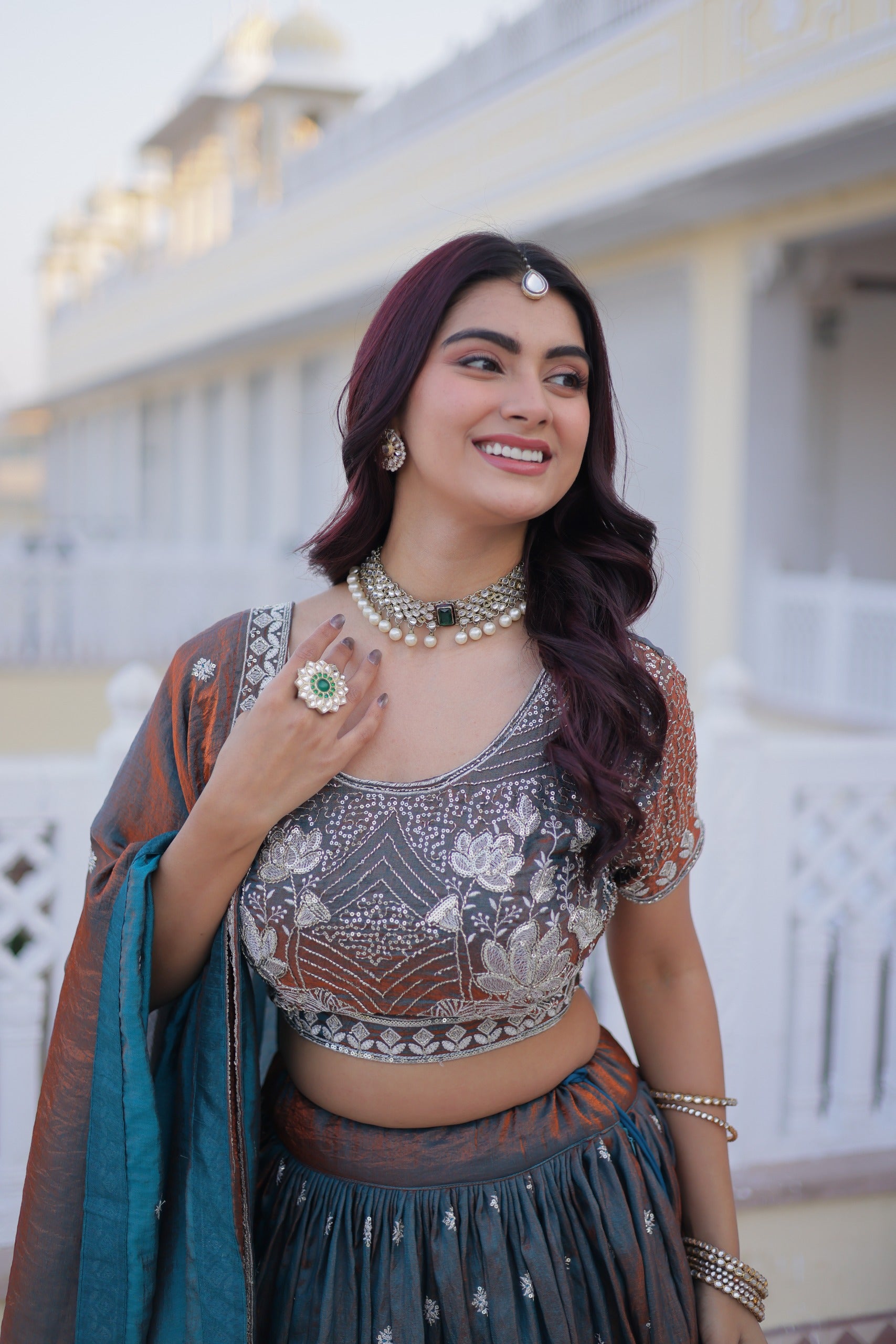 Rajeshwari Silvermist Lehenga Set