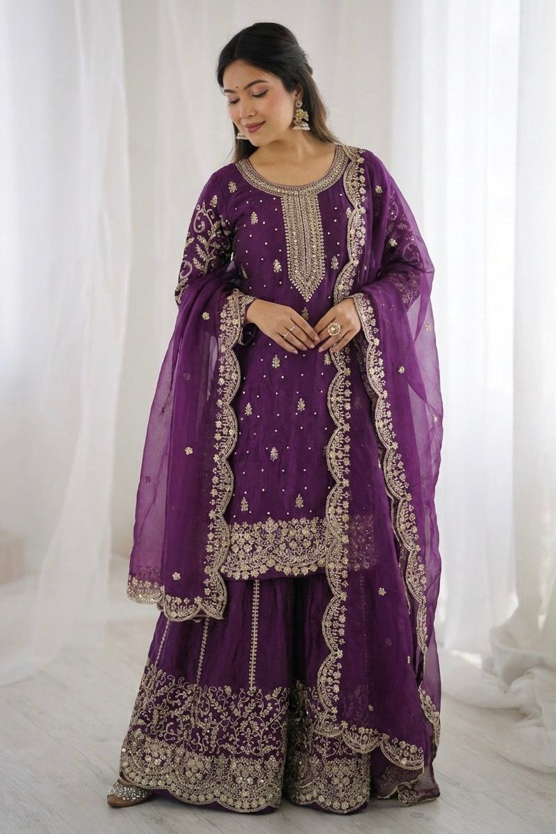Amethyst Noor Zari Palazzo Set
