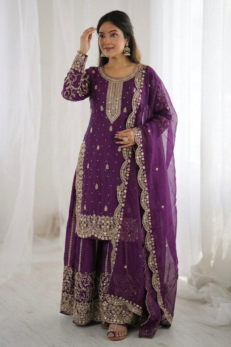 Amethyst Noor Zari Palazzo Set