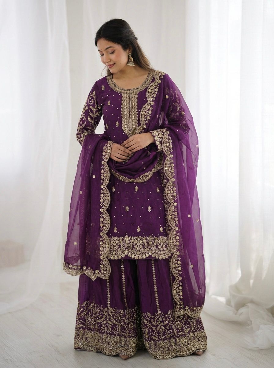 Amethyst Noor Zari Palazzo Set