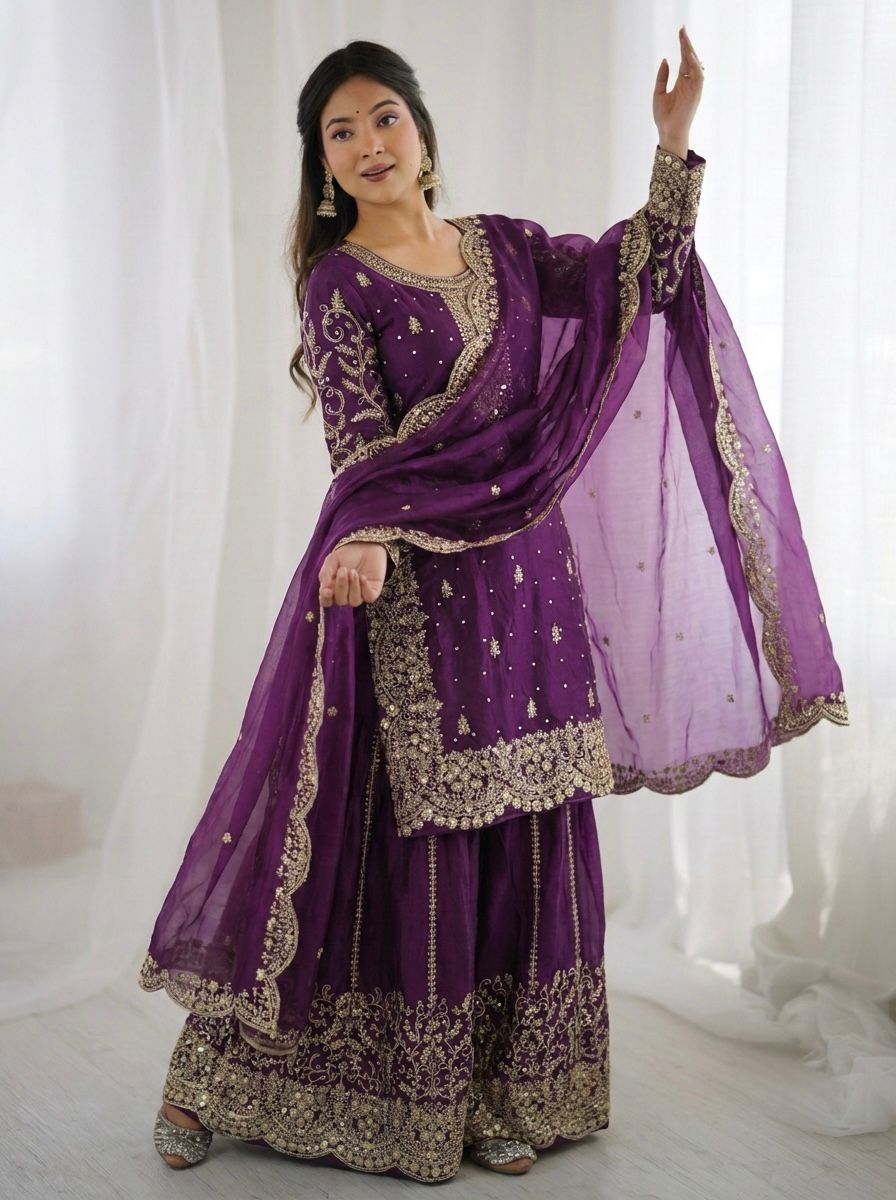 Amethyst Noor Zari Palazzo Set
