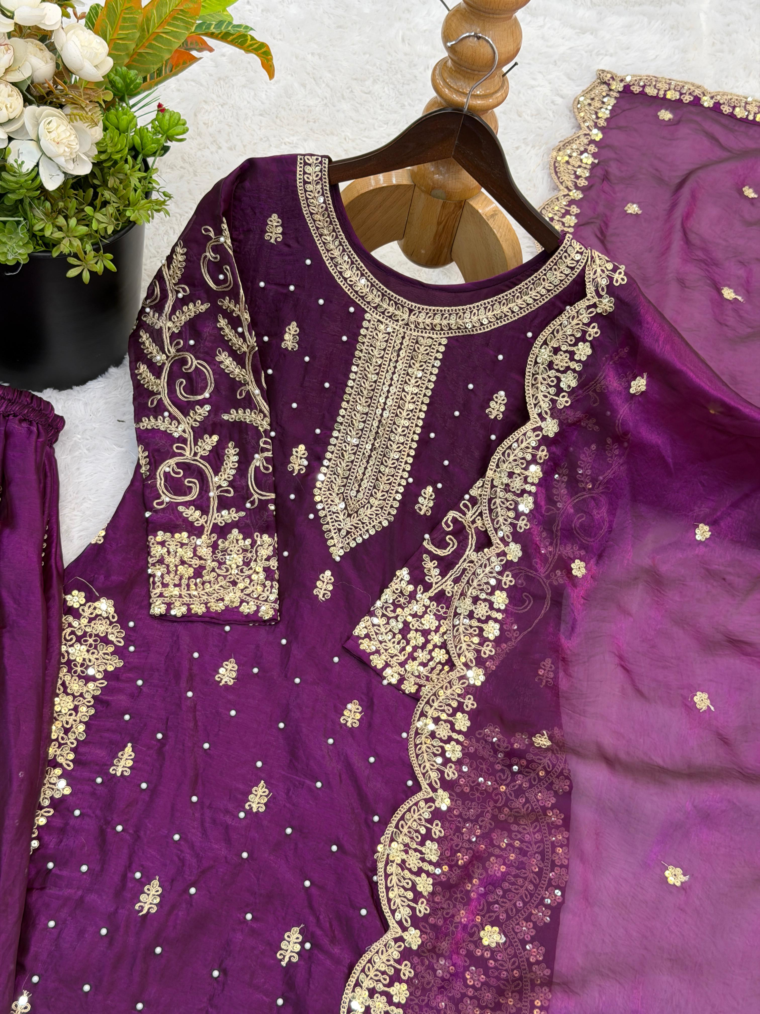 Amethyst Noor Zari Palazzo Set