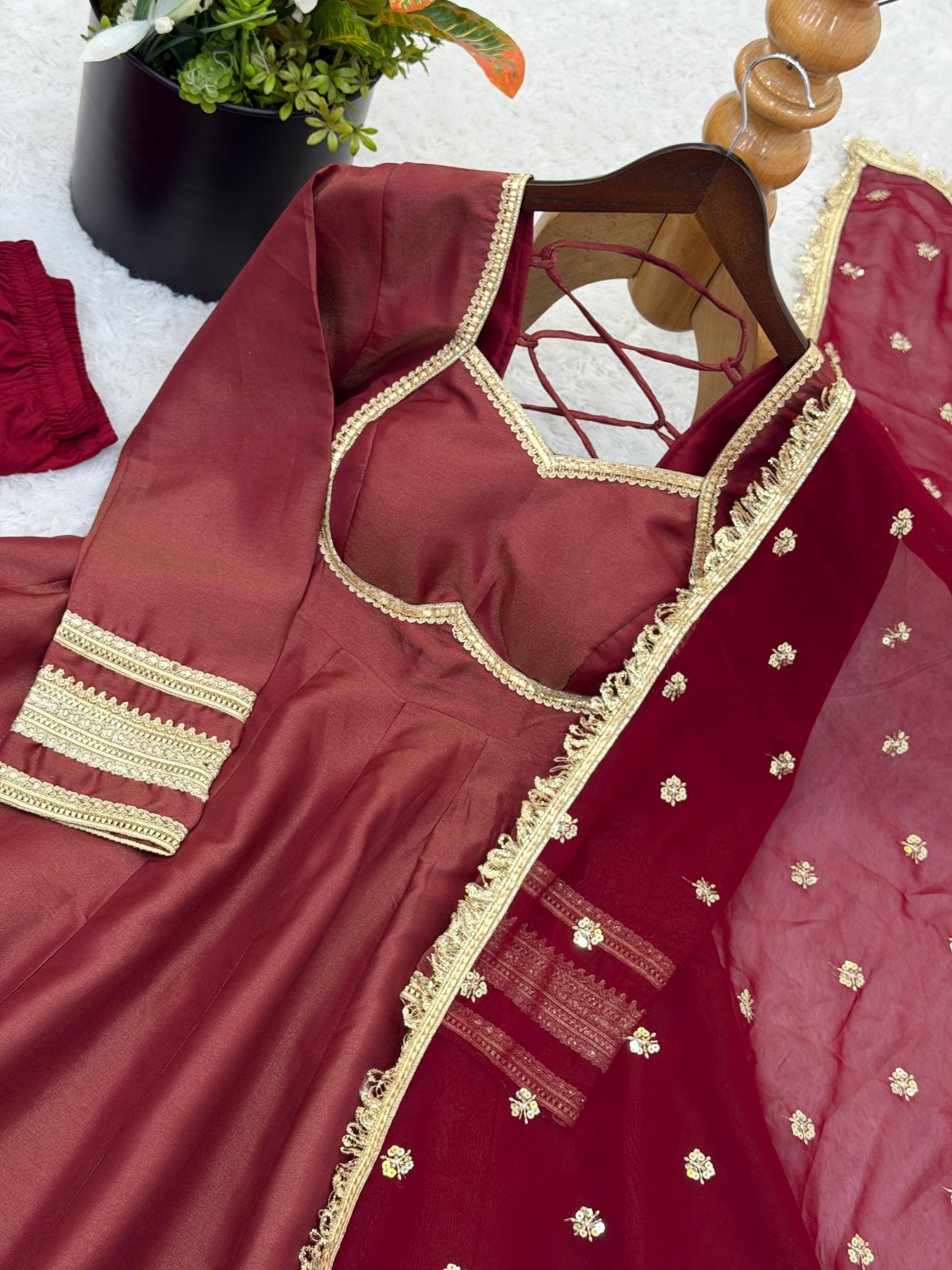 Shwetika Heavy Lace Anarkali Set – Maroon