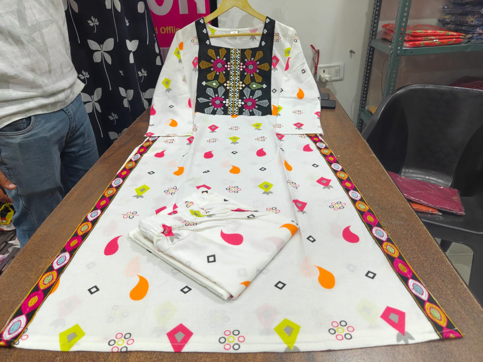 New Launch Embroidered Cotton Kurti Palazzo Set