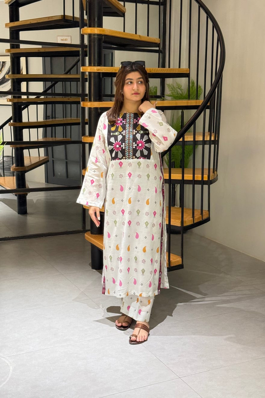 New Launch Embroidered Cotton Kurti Palazzo Set