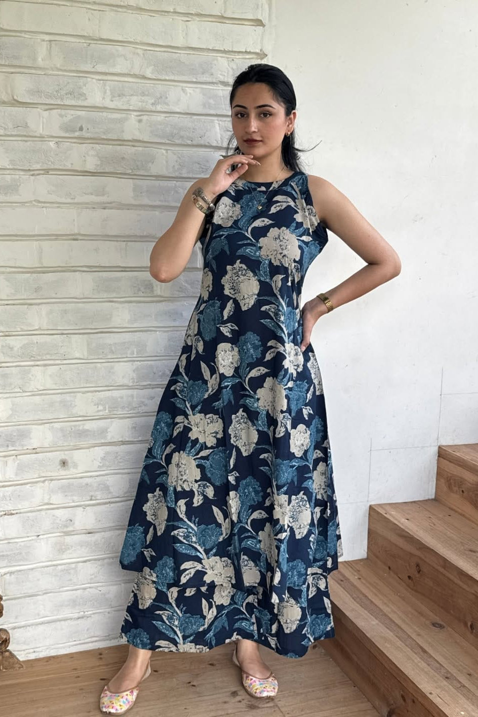 Floral Cotton Kurti Palazzo Co-ord Set