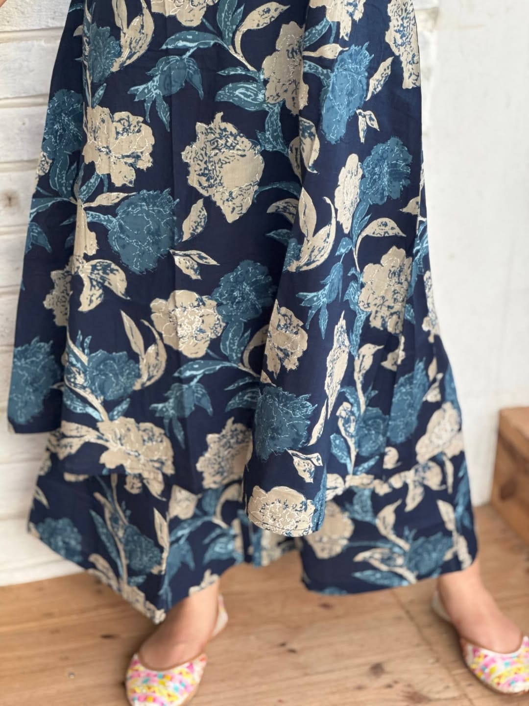 Floral Cotton Kurti Palazzo Co-ord Set