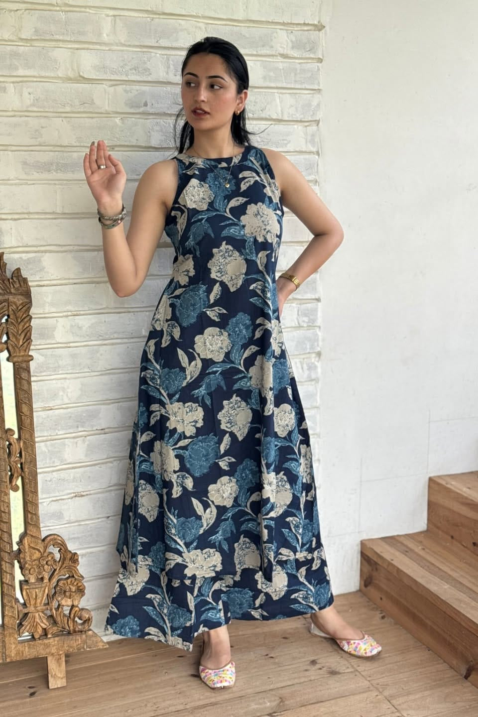 Floral Cotton Kurti Palazzo Co-ord Set