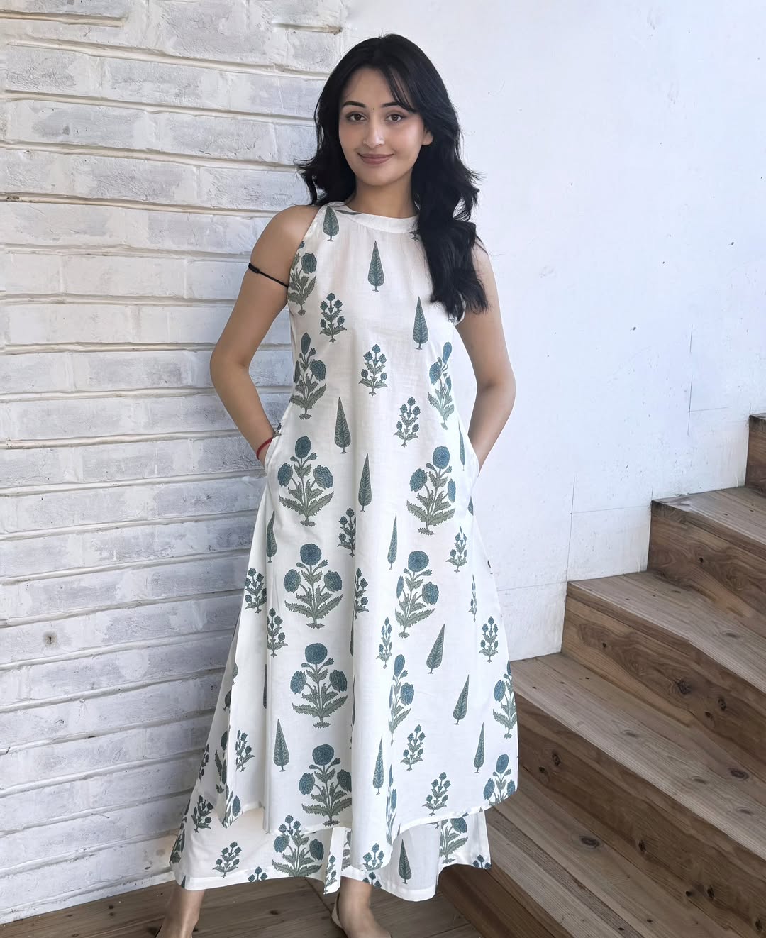 Floral Cotton Kurti Palazzo Co-ord Set