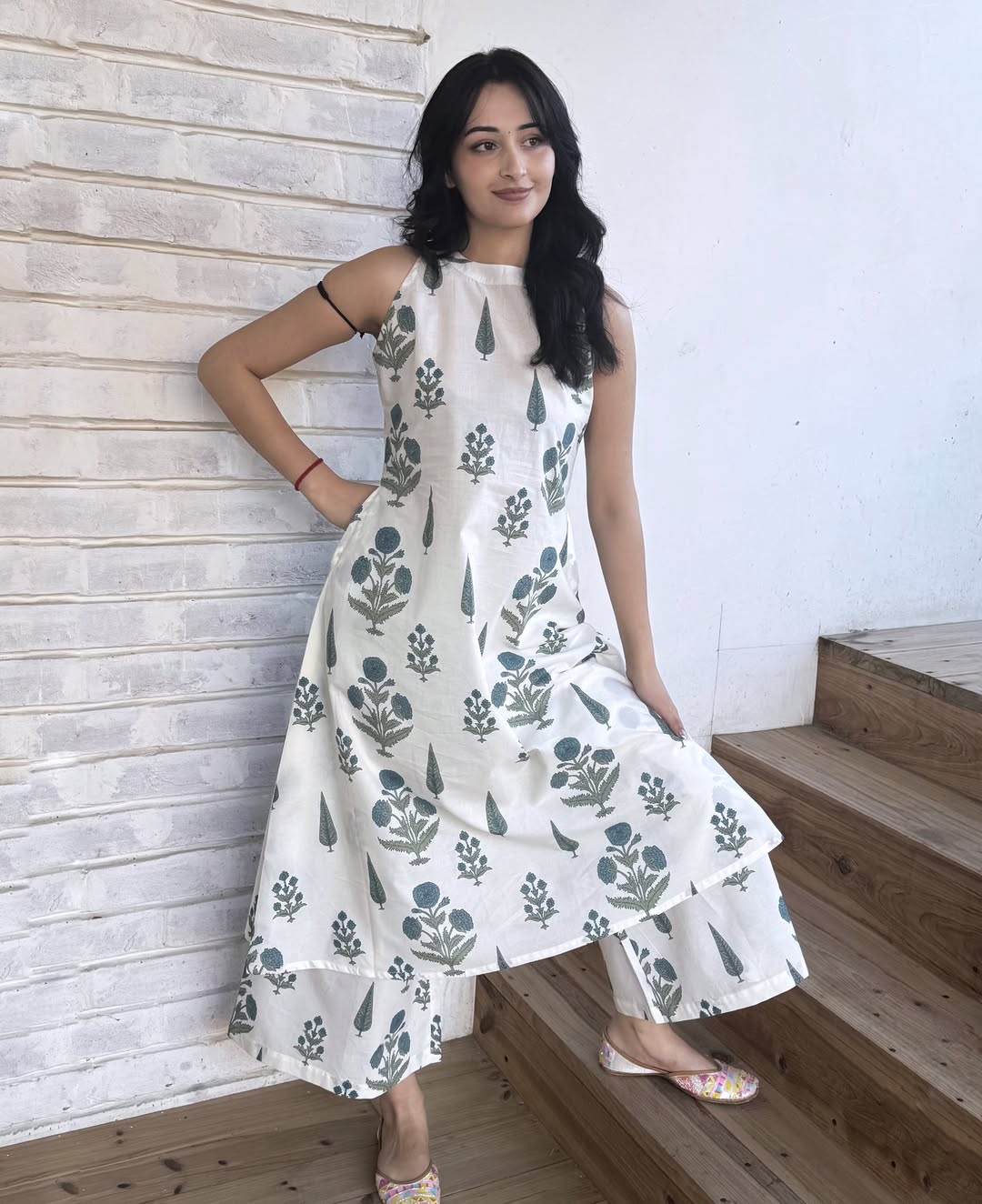 Floral Cotton Kurti Palazzo Co-ord Set