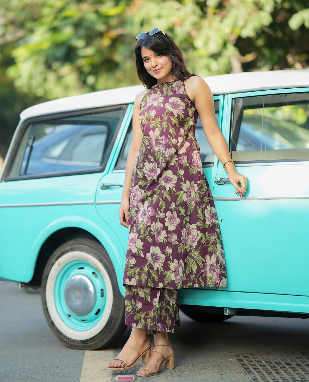Floral Cotton Kurti Palazzo Co-ord Set