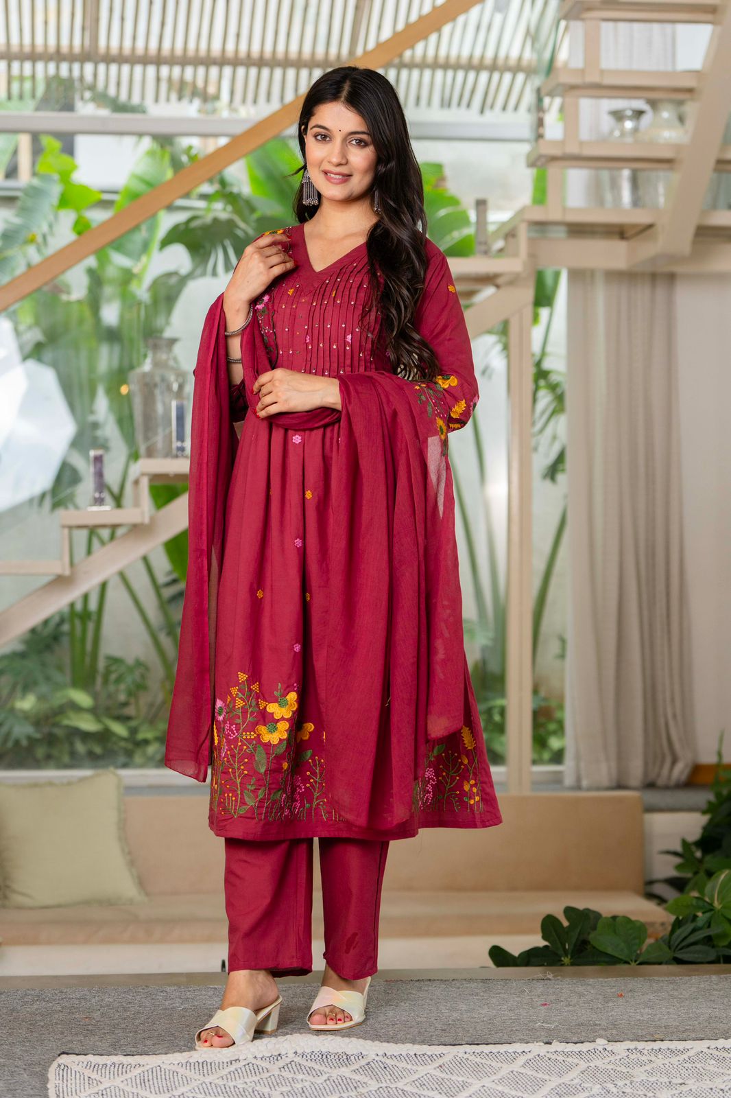 New Launch Anarkali Cotton Suit Set