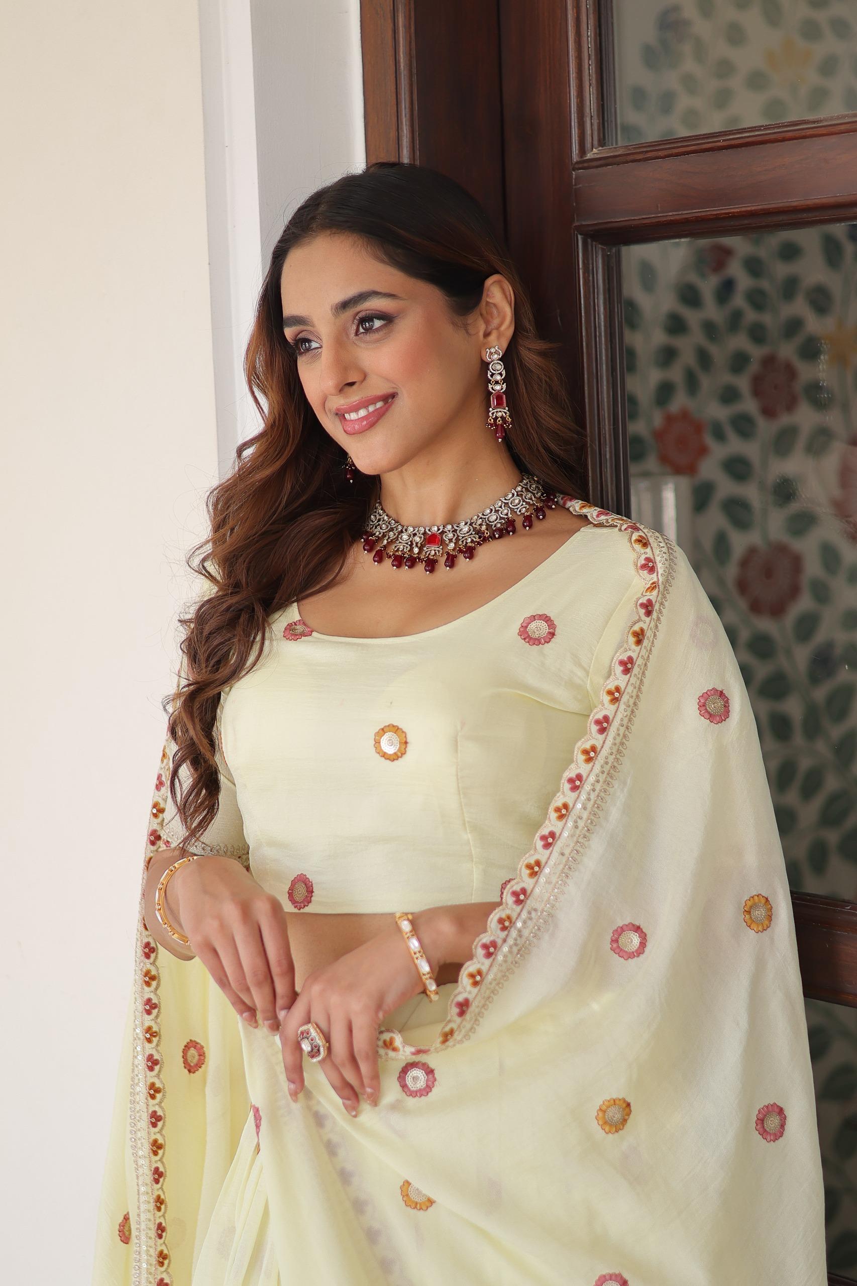 Keshvara Vichitra Silk Embroidered Lehenga Set