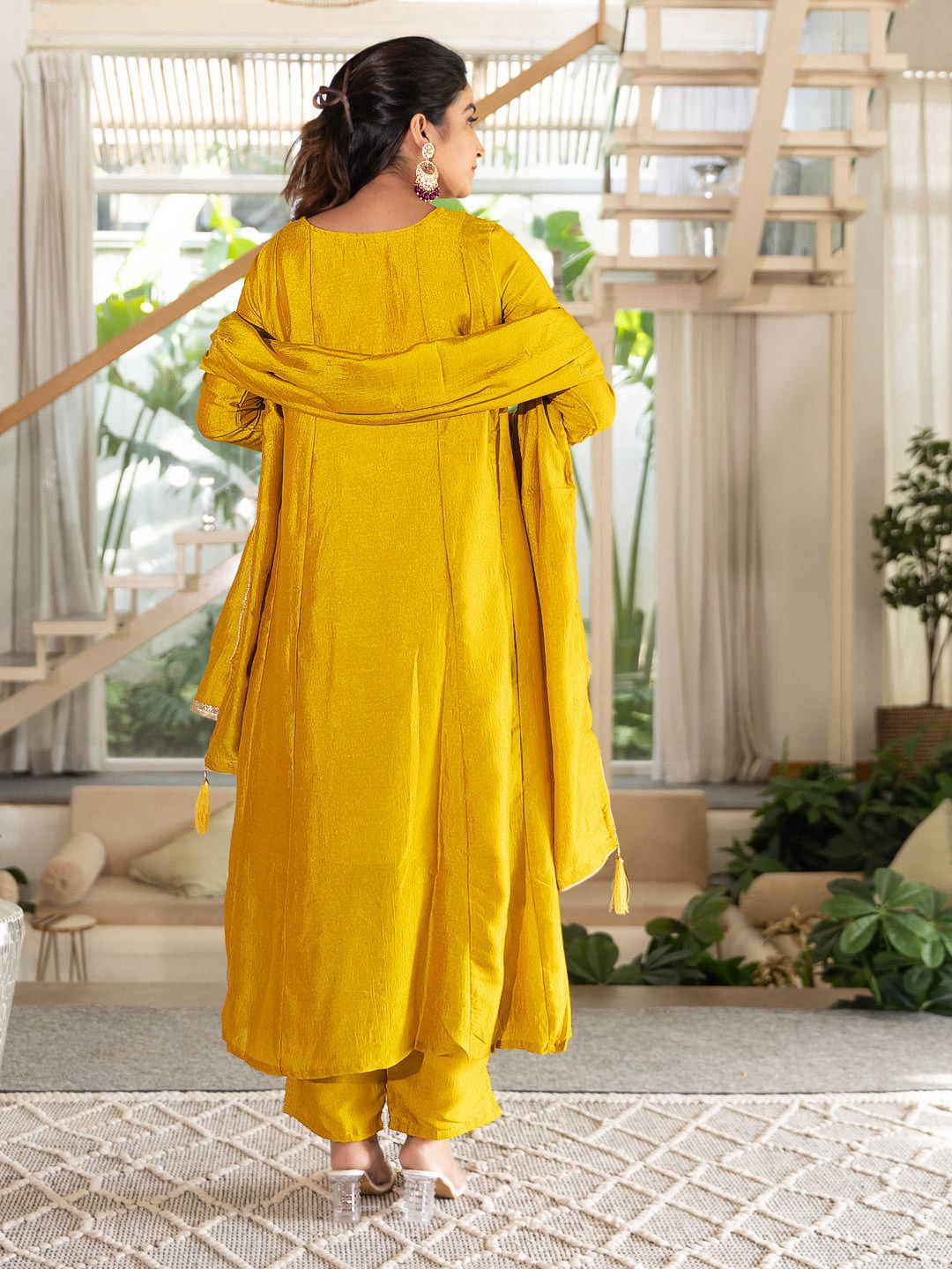 Meherva Vichitra Silk Anarkali Suit Set