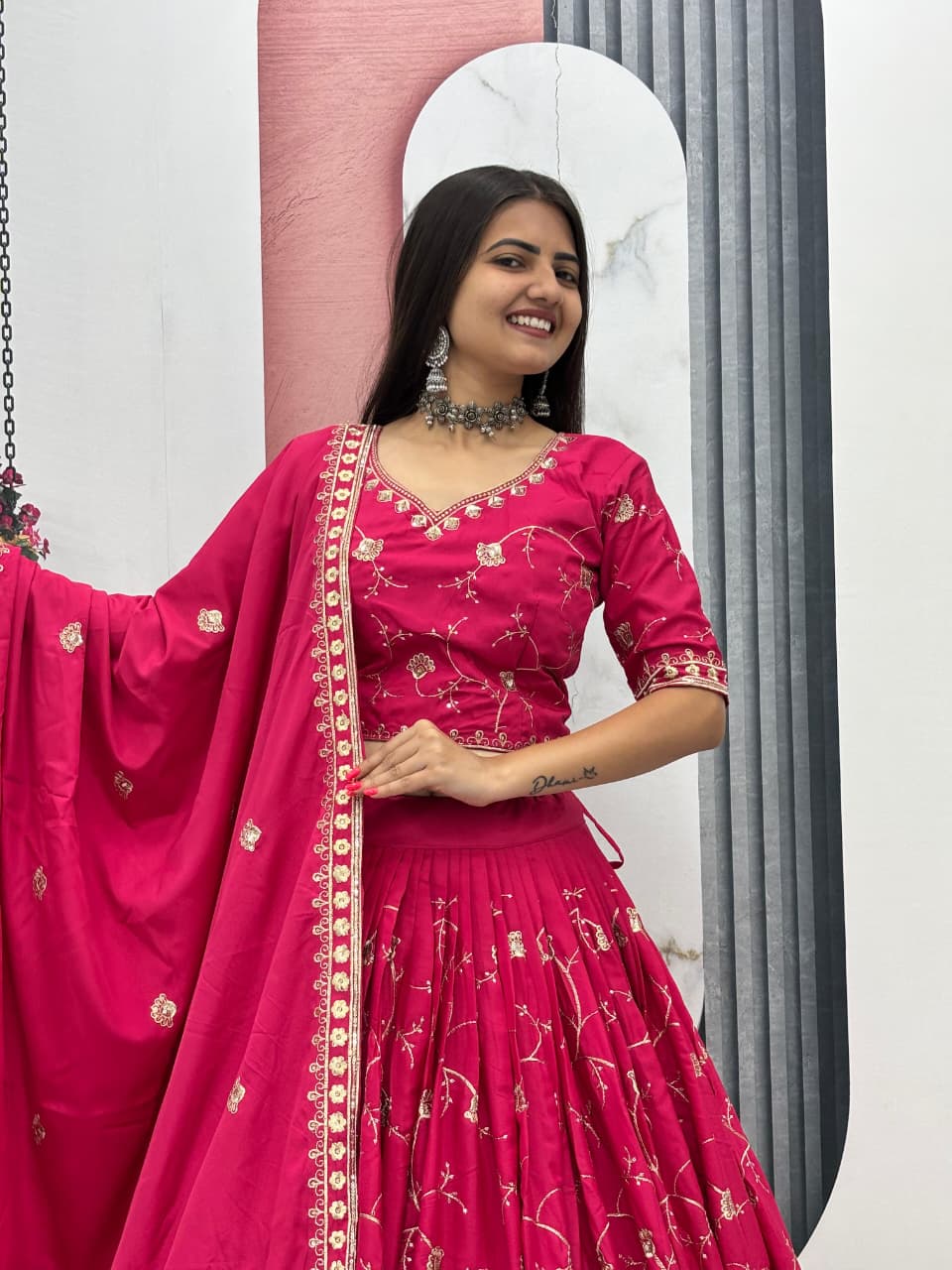Rajnira Crepe Silk Embroidered Lehenga Choli Set
