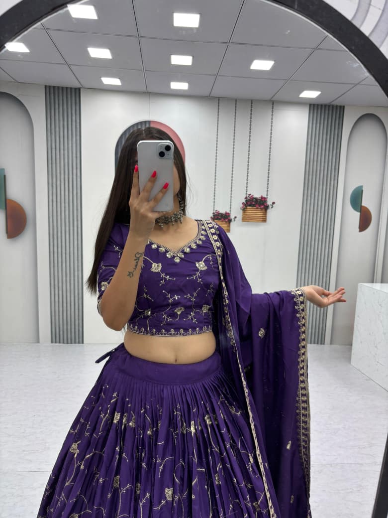 Rajnira Crepe Silk Embroidered Lehenga Choli Set