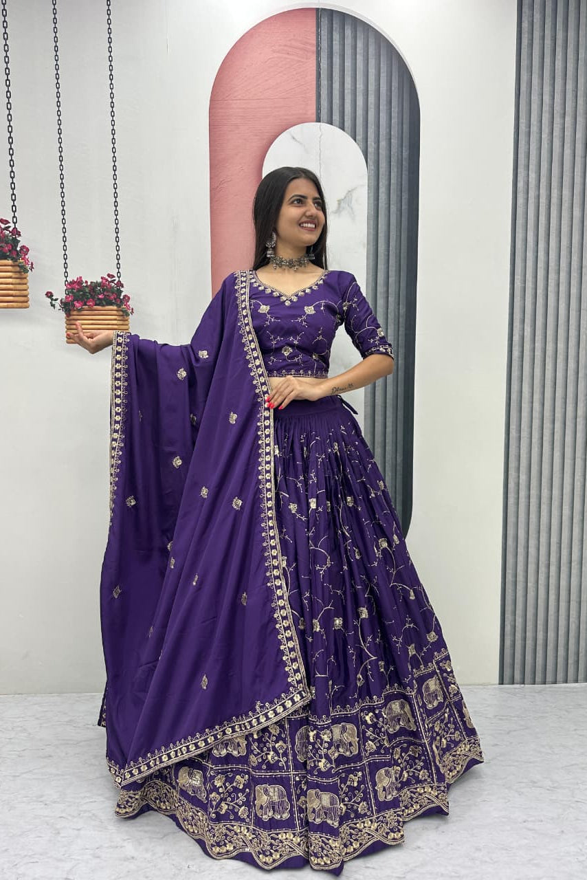 Rajnira Crepe Silk Embroidered Lehenga Choli Set