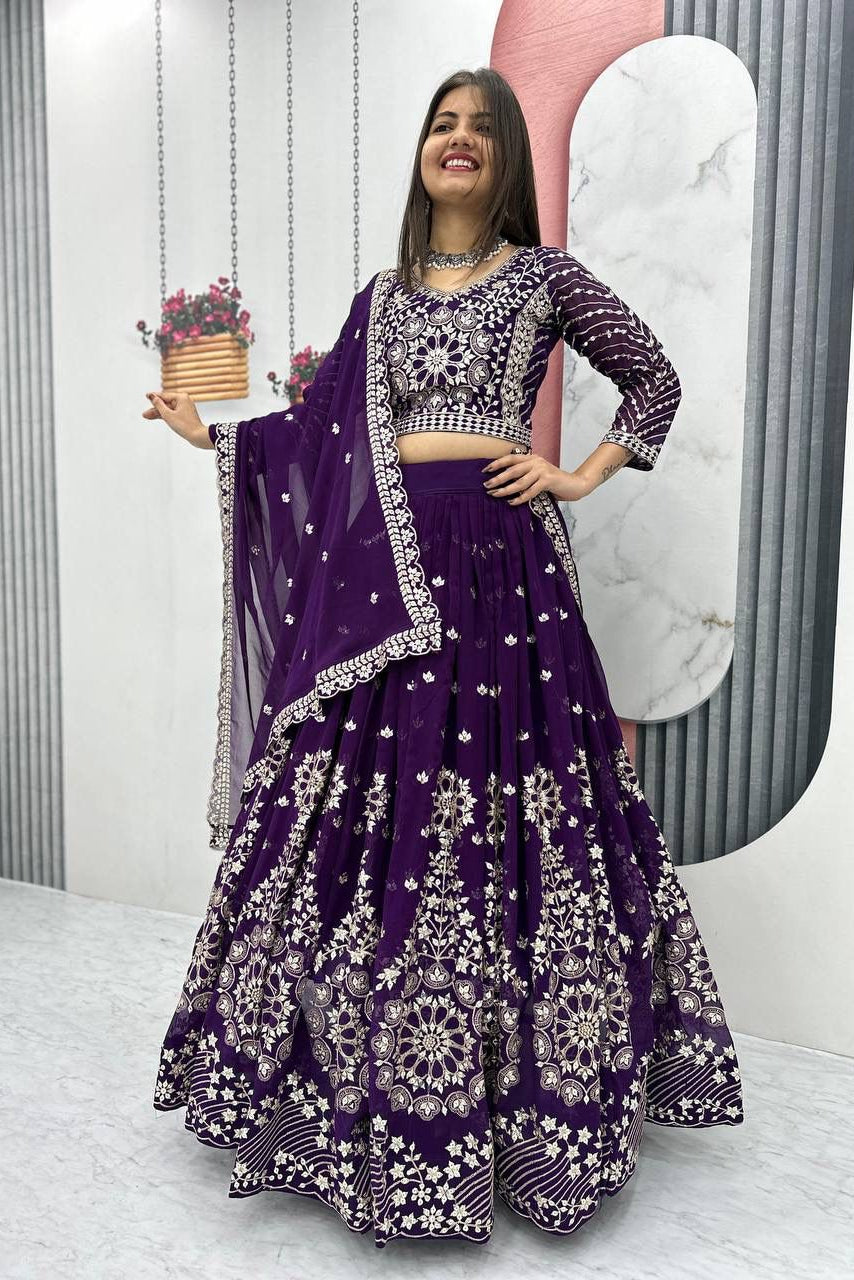 Rajnisha Embroidered Georgette Lehenga Choli Set