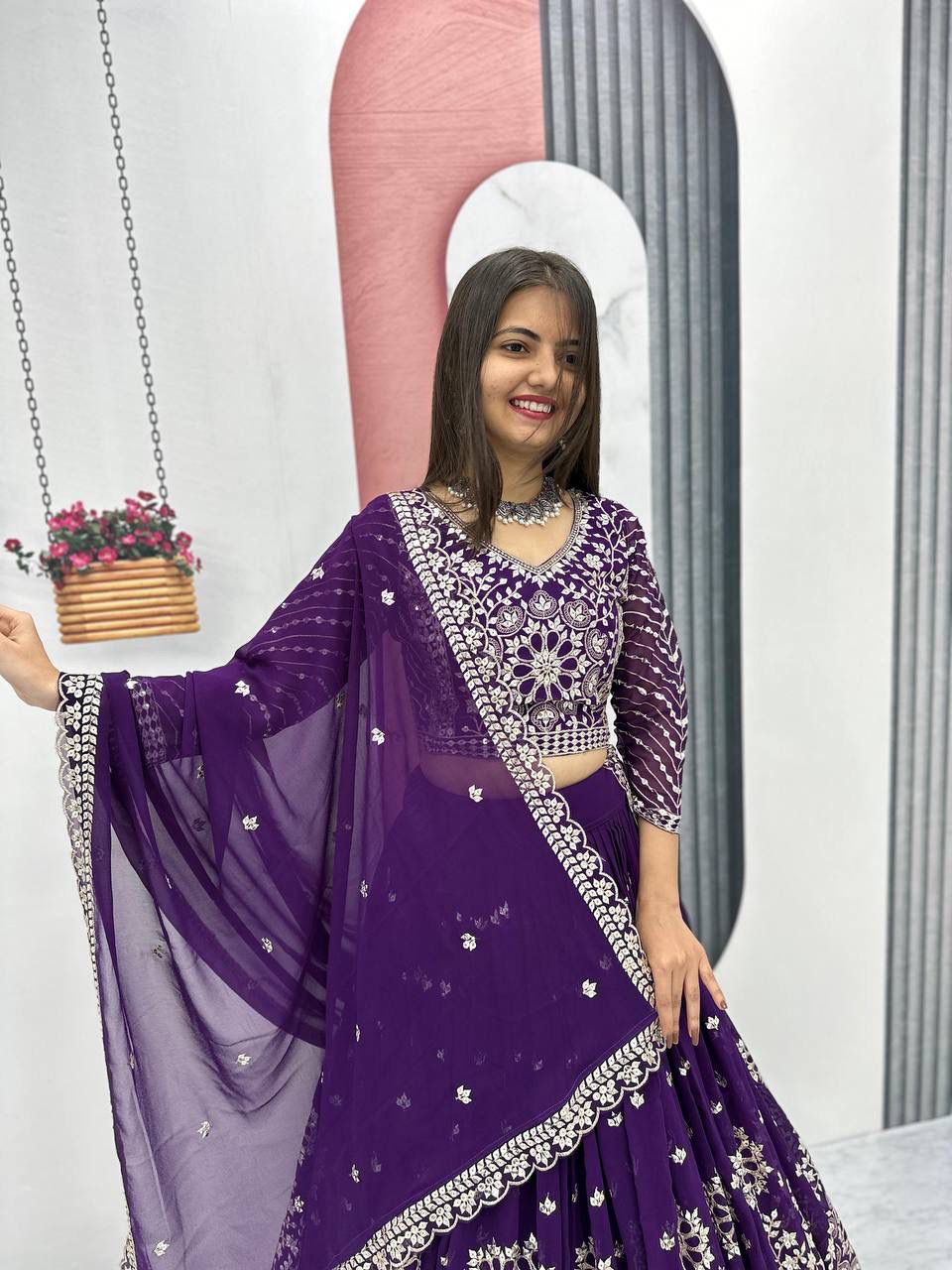 Rajnisha Embroidered Georgette Lehenga Choli Set