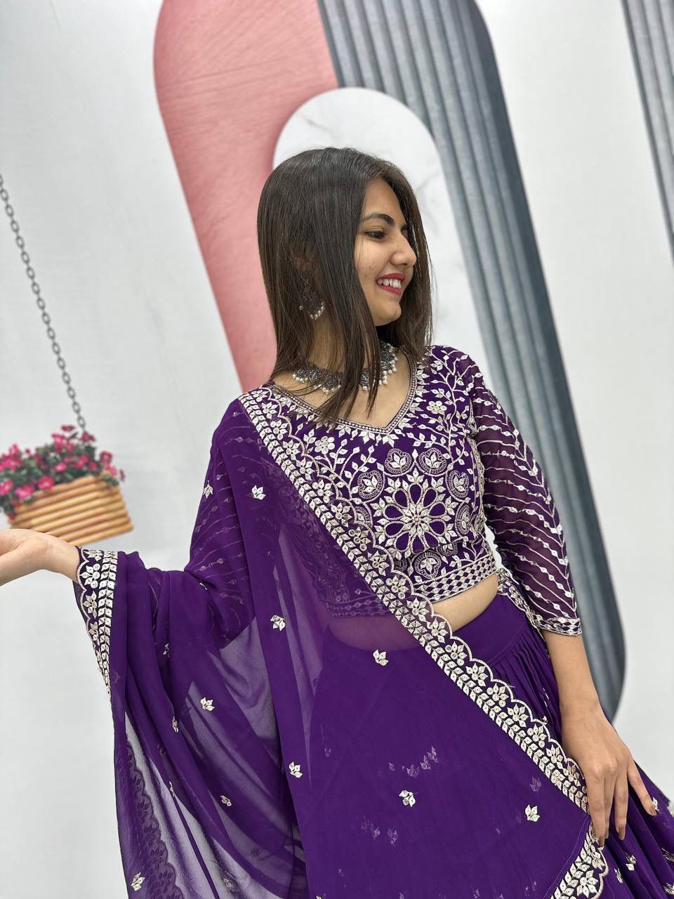 Rajnisha Embroidered Georgette Lehenga Choli Set