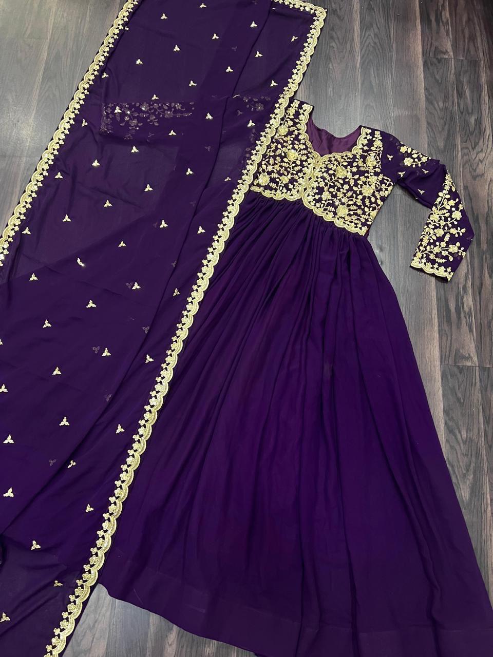 Raktima Faux Blooming Embroidered Gown Set