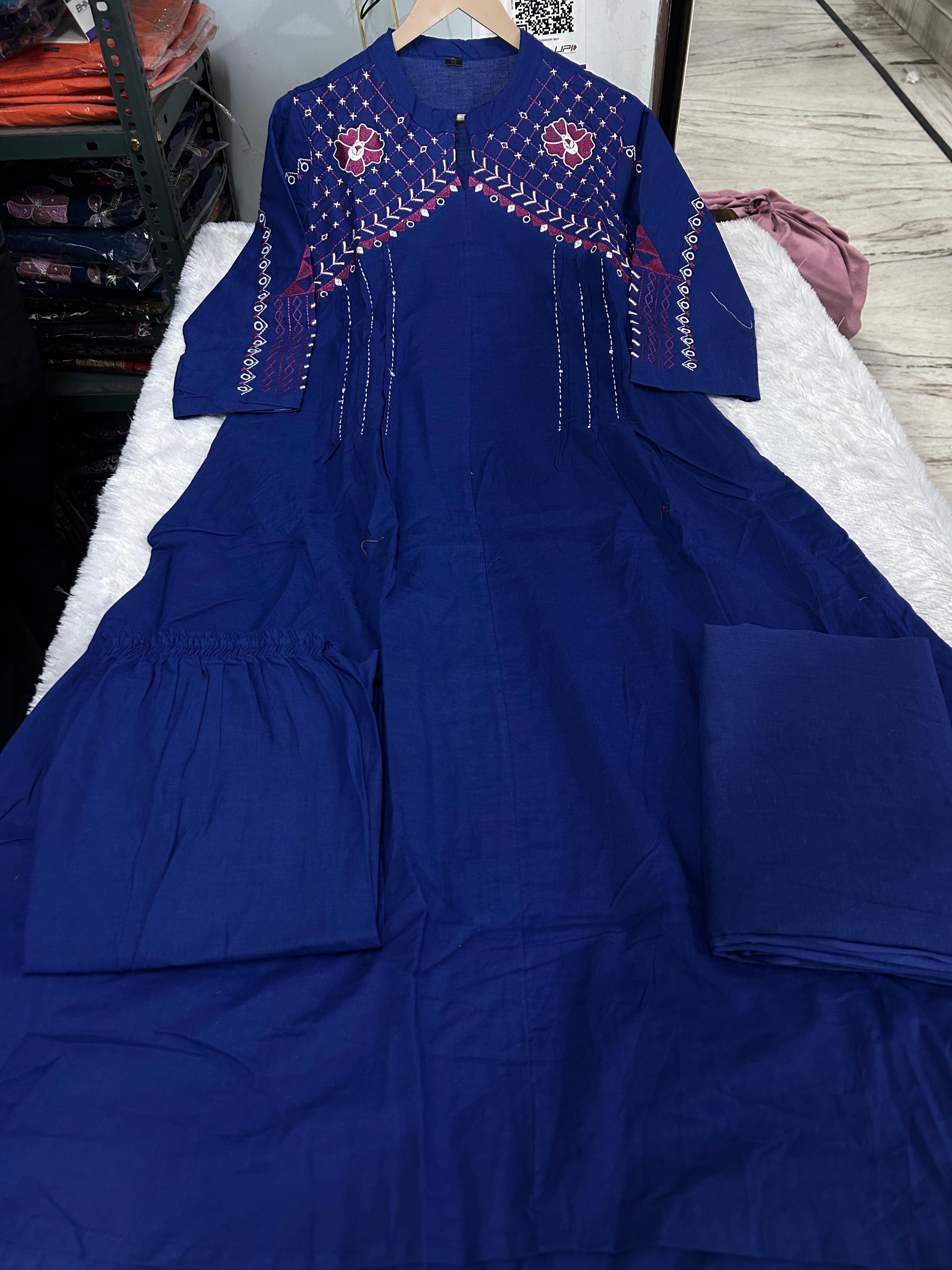 Survaani Cotton A-Line Kurti Pant Dupatta Set