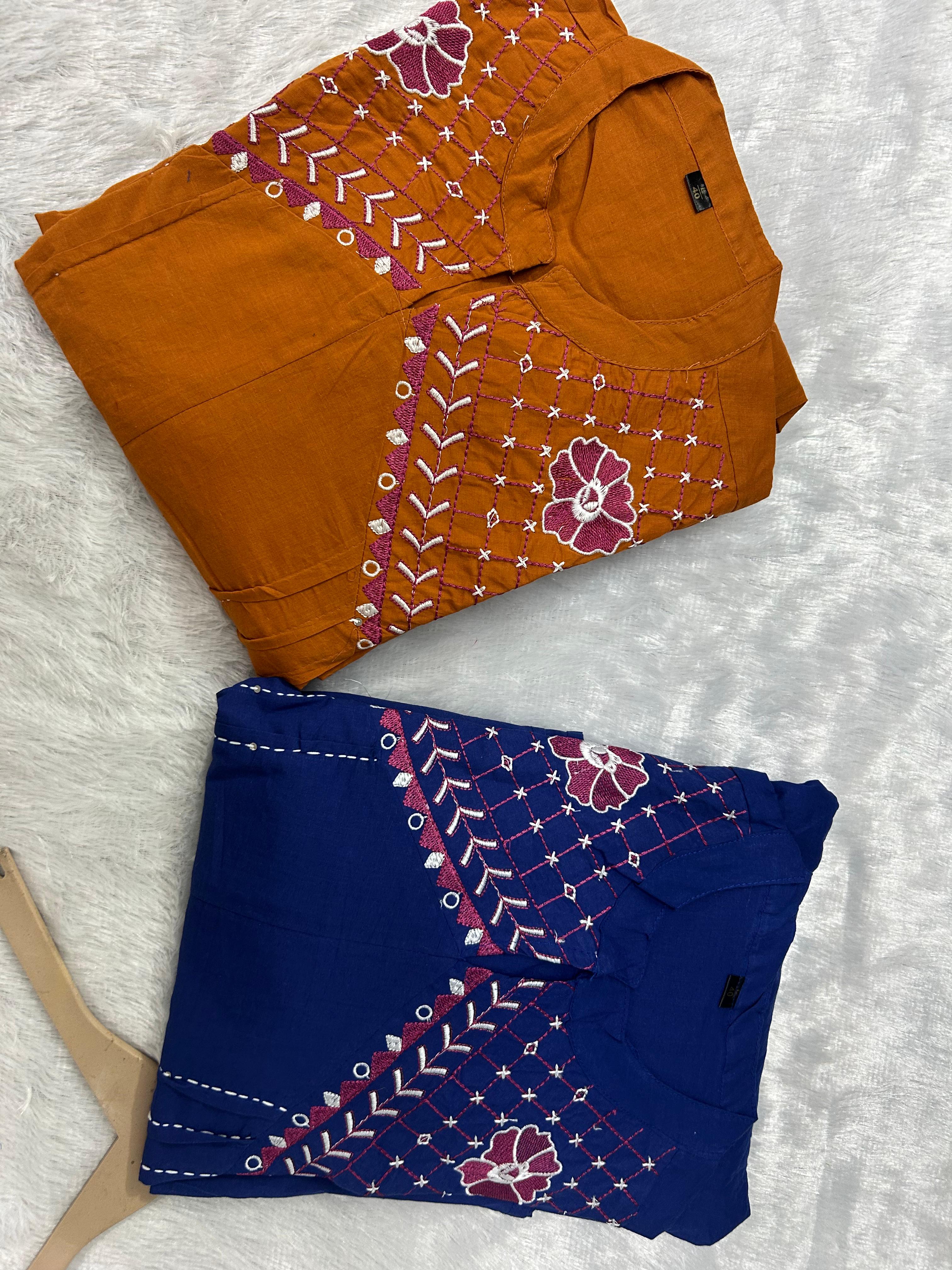 Survaani Cotton A-Line Kurti Pant Dupatta Set