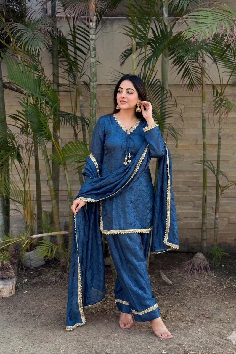 Mayurvaani Silk Embellished Sharara Suit Set