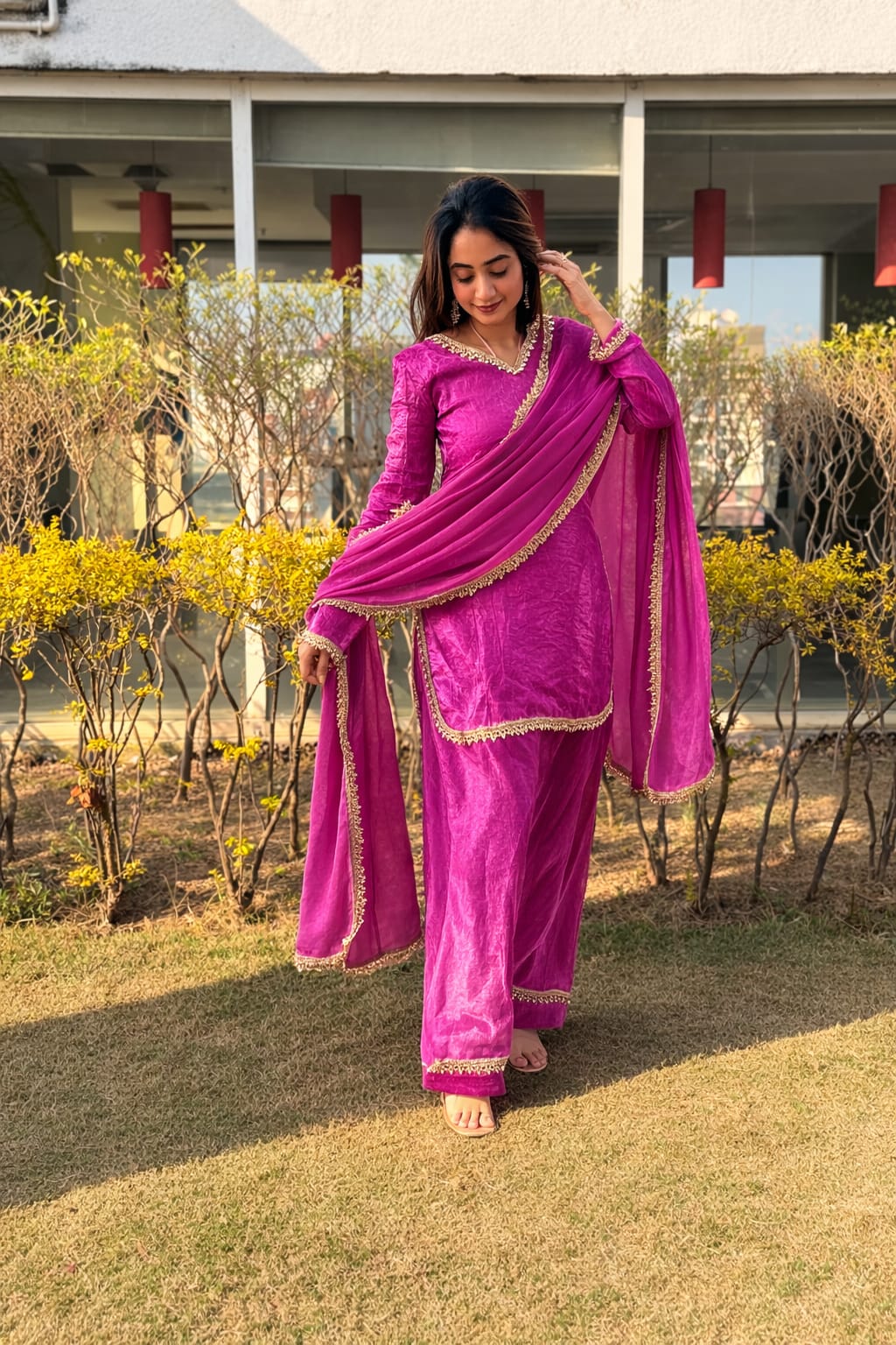 Mayurvaani Silk Embellished Sharara Suit Set