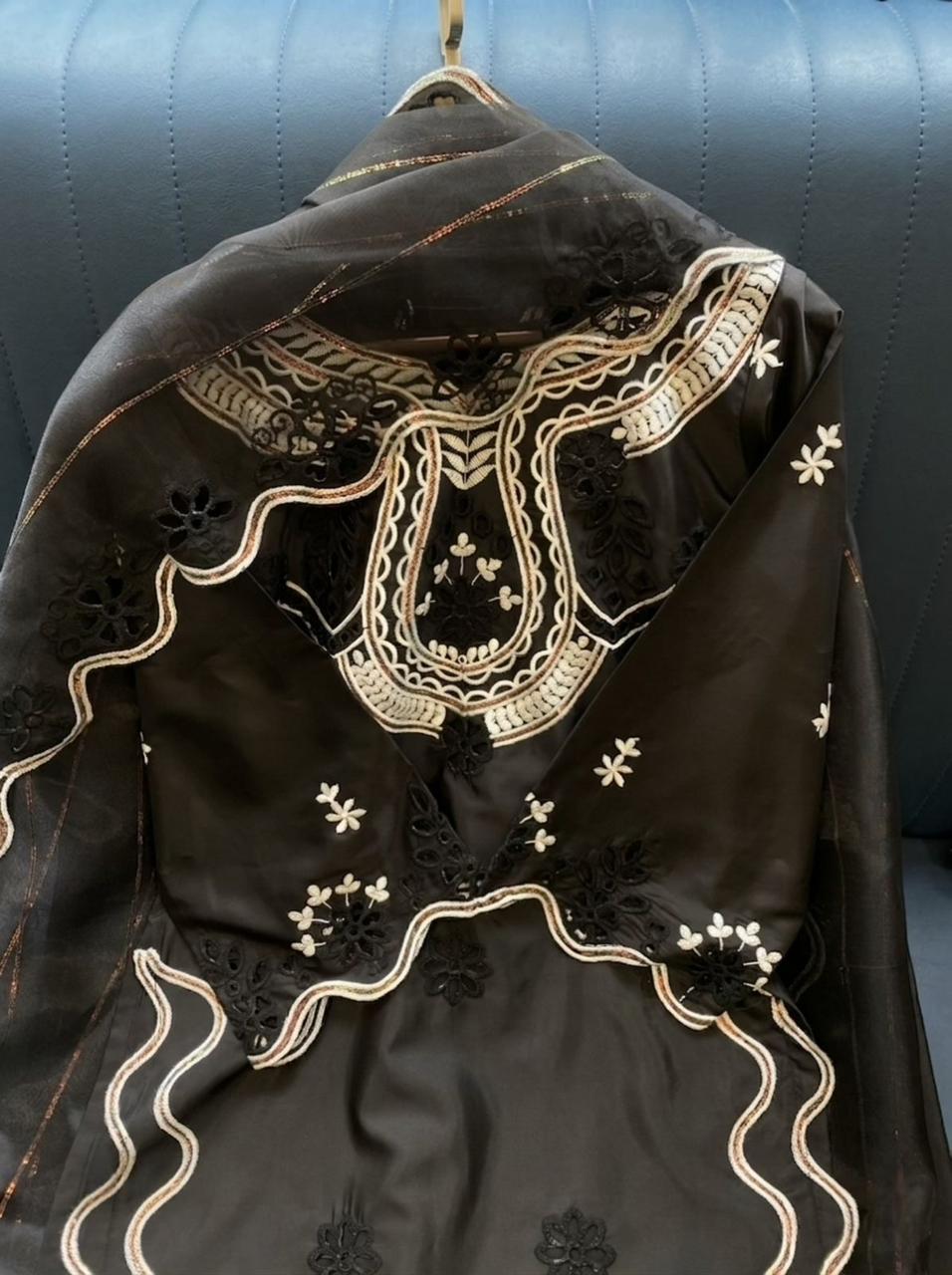 Noorvaani Crepe Silk Embroidered Palazzo Suit Set