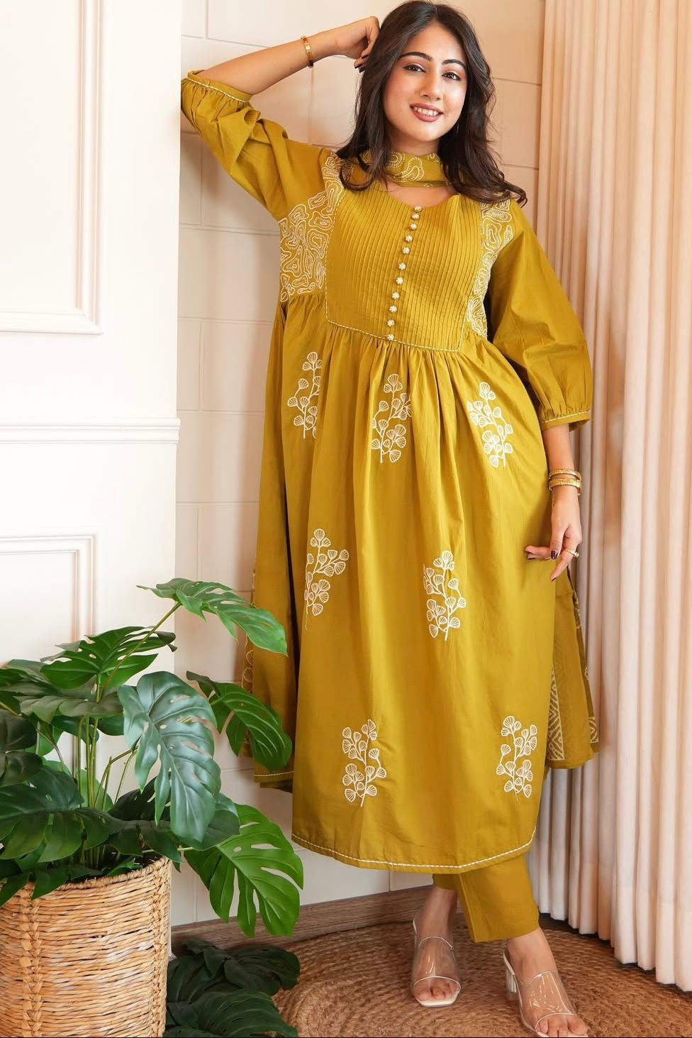 Rangvaani Tiered Cotton Anarkali Suit Set