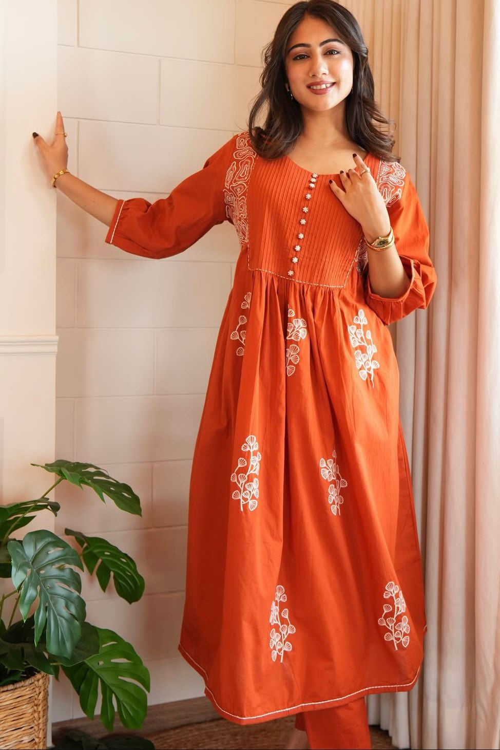Rangvaani Tiered Cotton Anarkali Suit Set