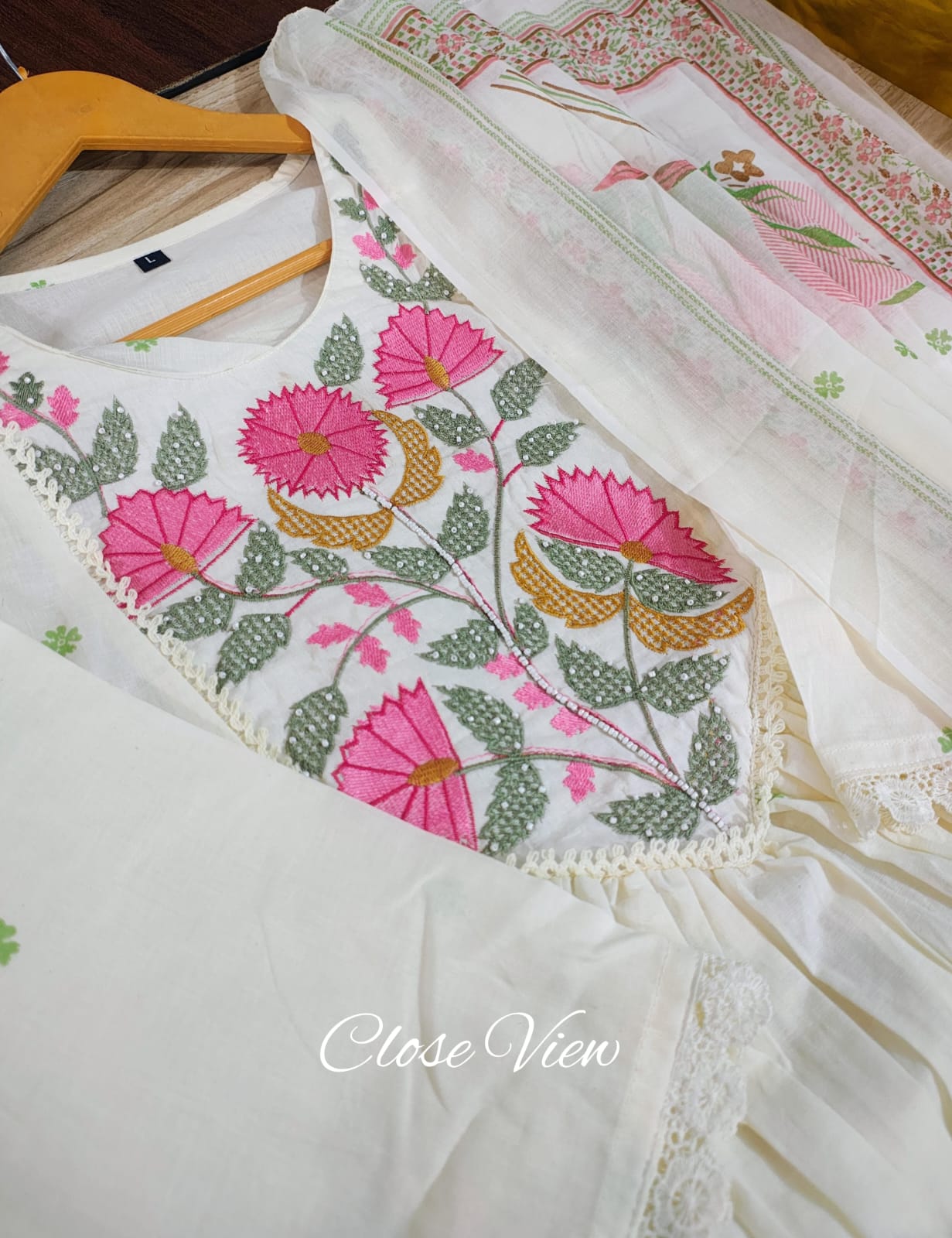 Shvetanshi Floral Cotton Anarkali Suit Set