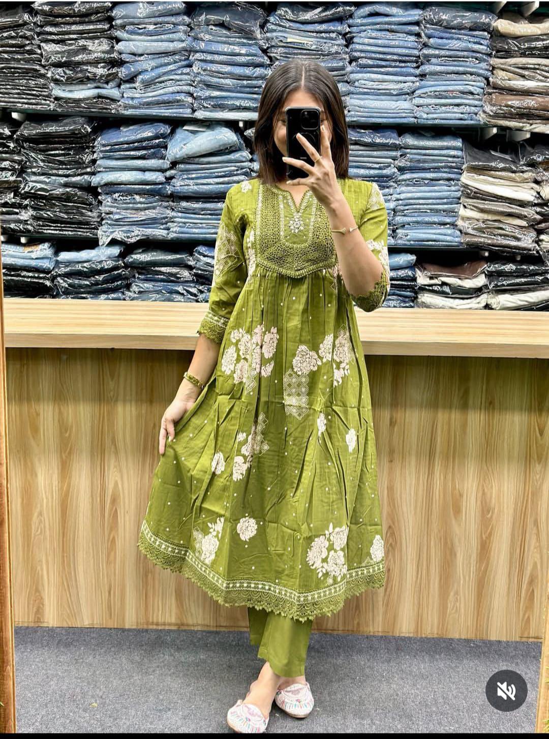 Gulsaaz Tiered Cotton Anarkali Suit Set