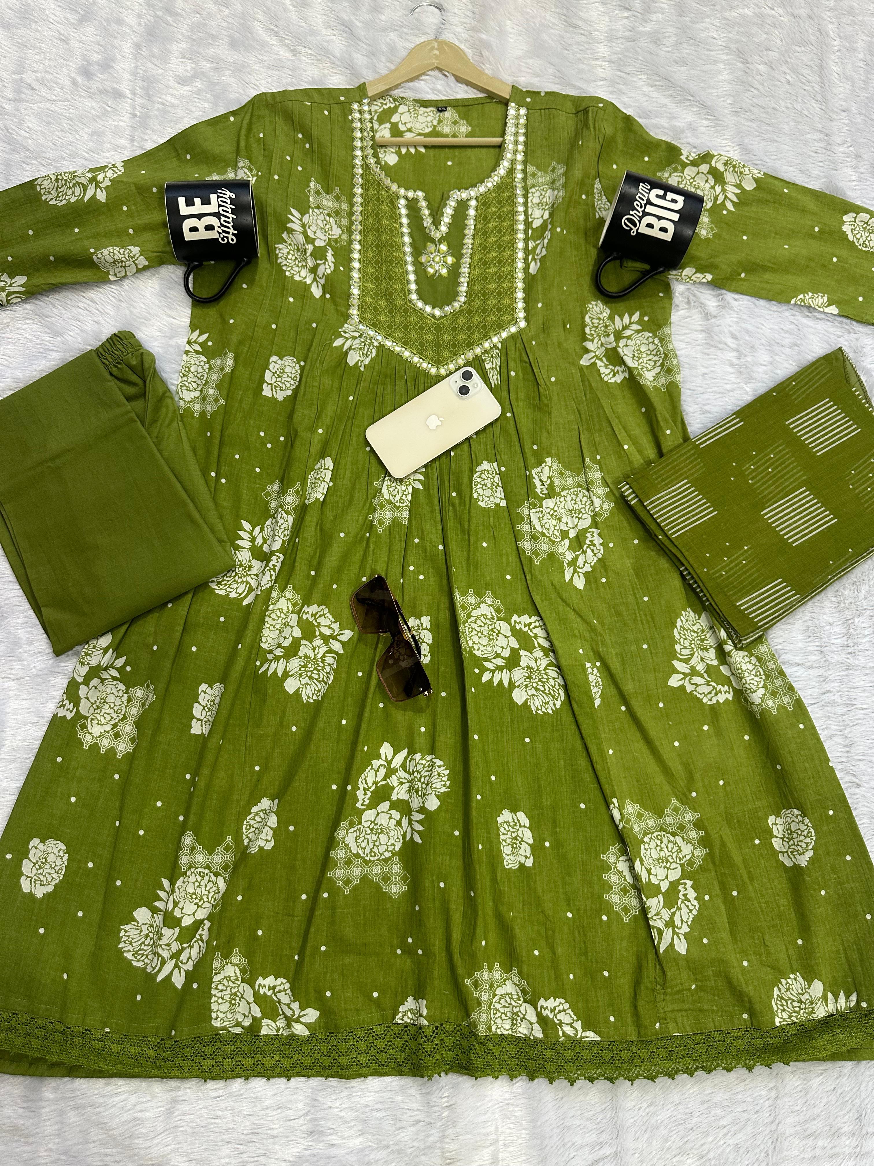 Gulsaaz Tiered Cotton Anarkali Suit Set