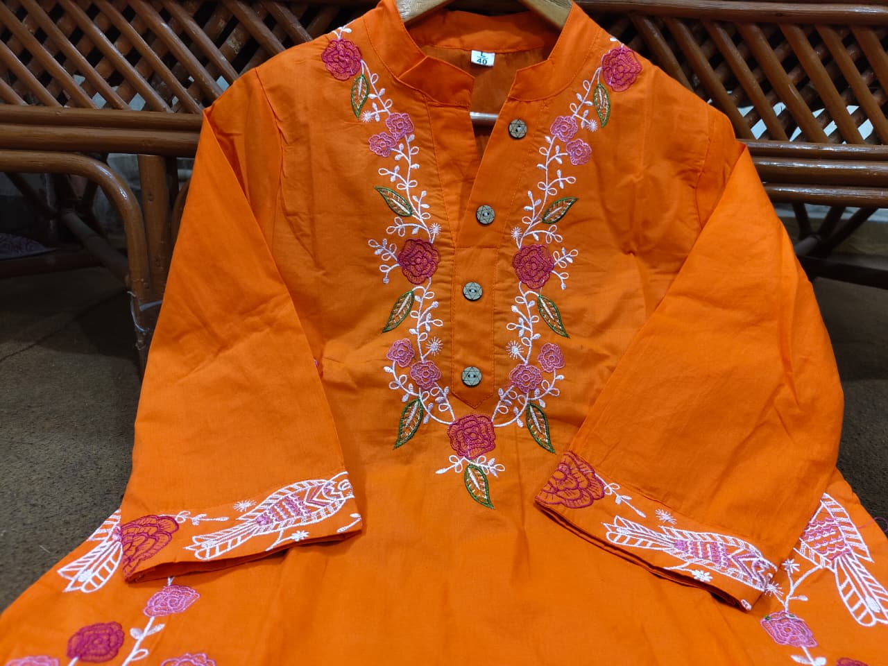 Pure Cotton Embroidered Kurti Pant Dupatta Set