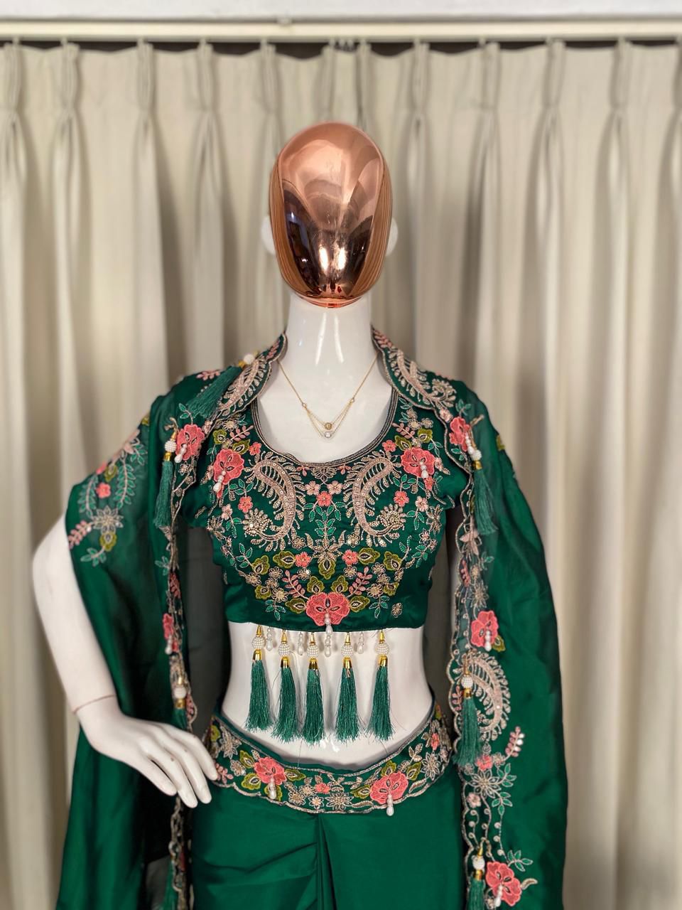 Gulnaar Green Indo-Western Shrug Dhoti Set