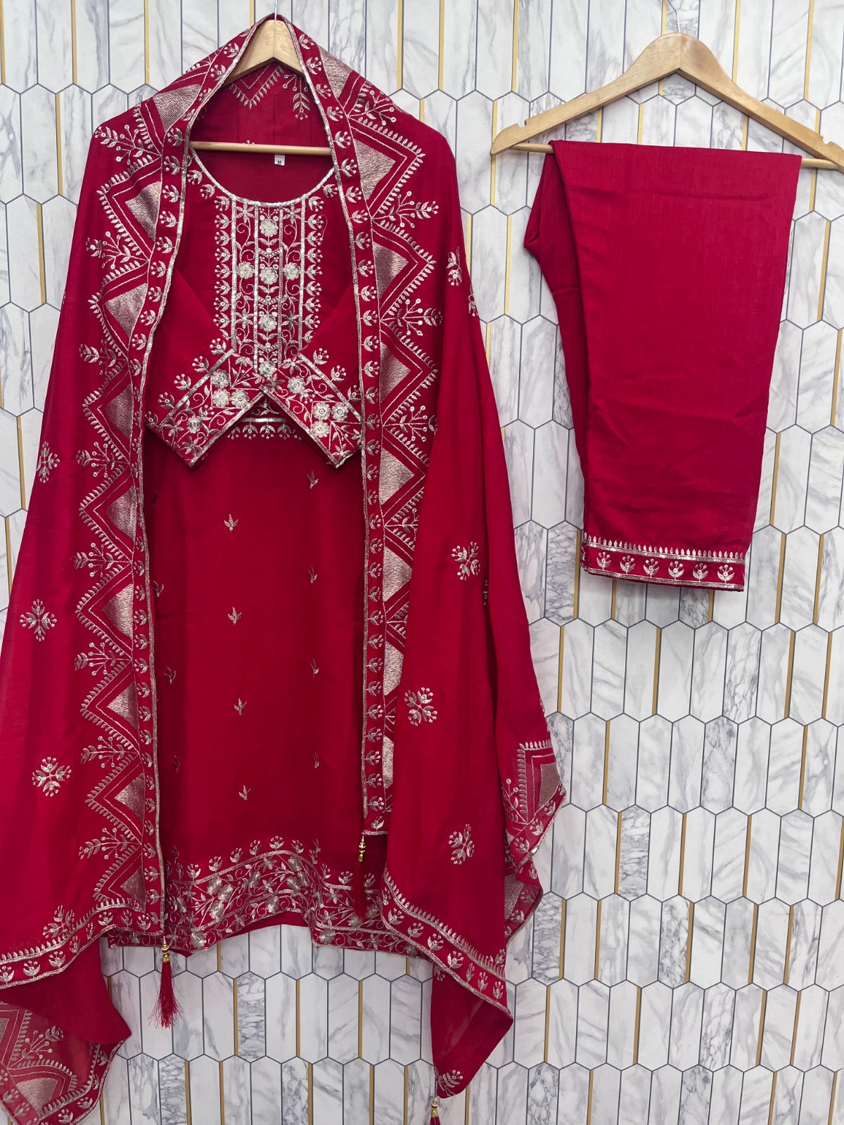 Raktima Vichitra Silk Heavy Embroidered Suit Set
