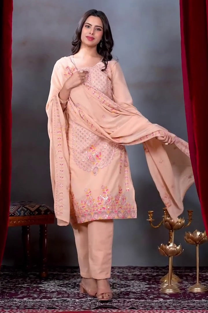 Peachvaani Heavy Embroidered Georgette Suit Set