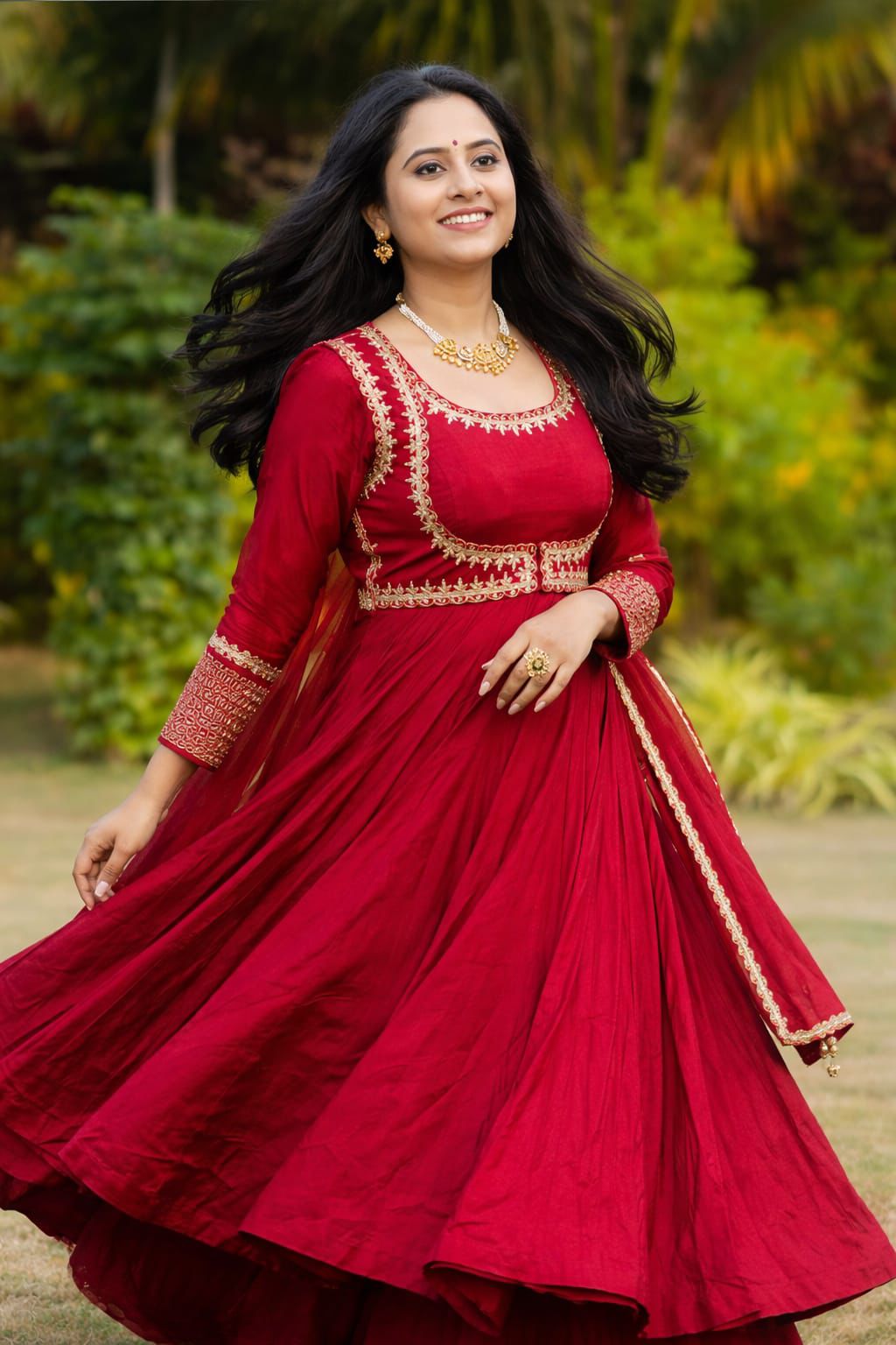 Raktanshi Roman Cotton Anarkali Palazzo Set with Koti
