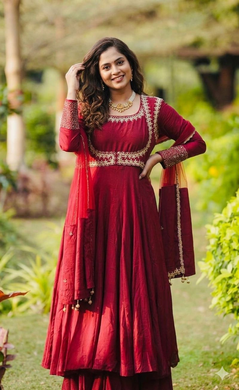 Raktanshi Roman Cotton Anarkali Palazzo Set with Koti