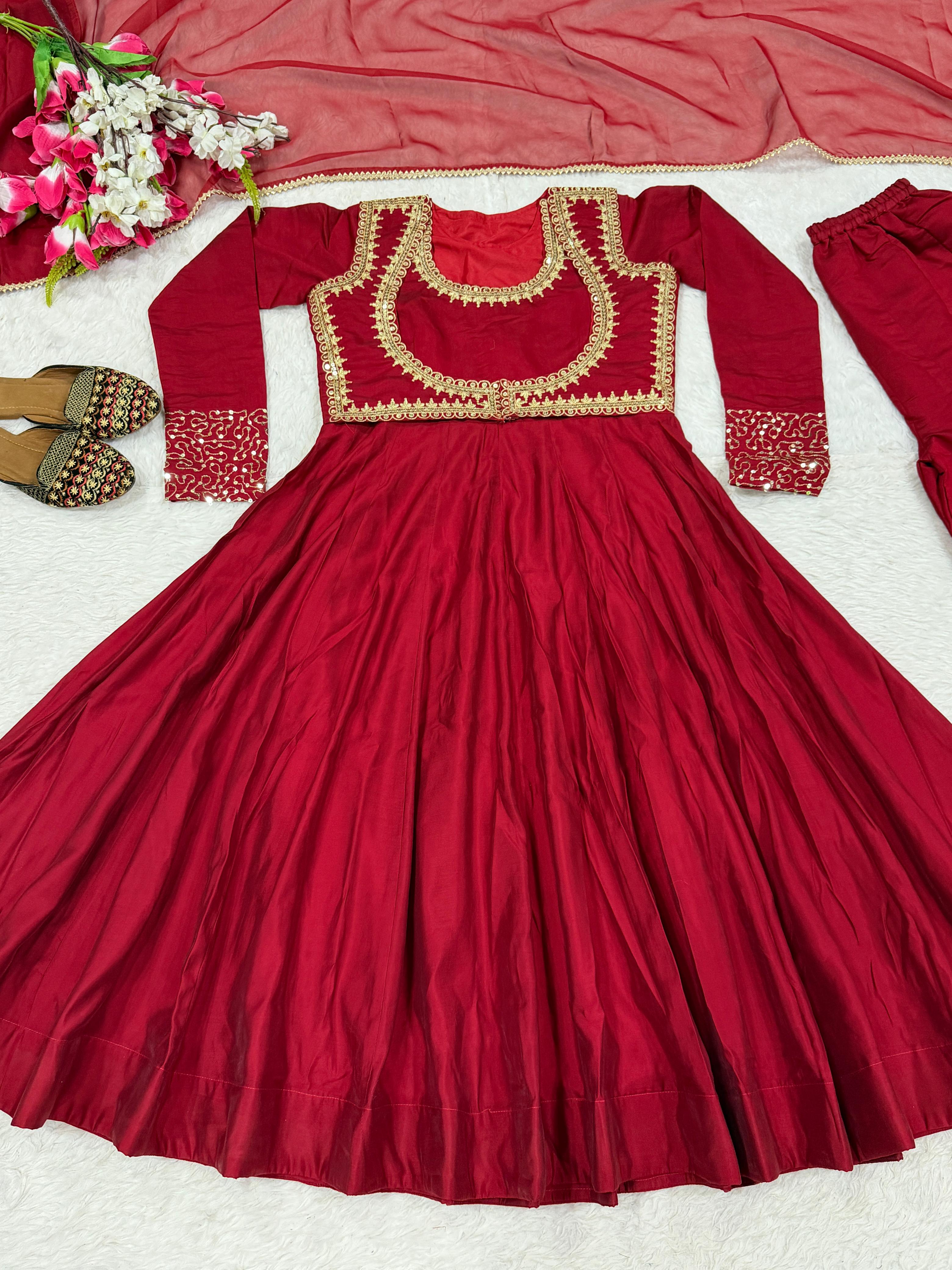Raktanshi Roman Cotton Anarkali Palazzo Set with Koti