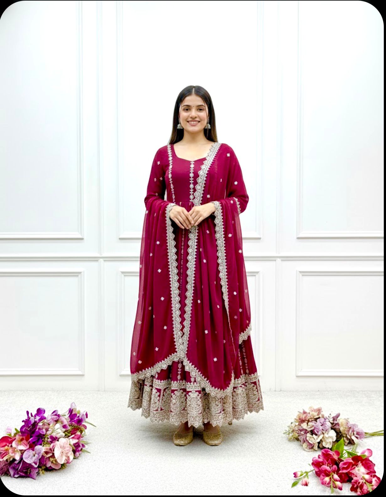 Mehrakshi Blooming Georgette Embroidered Gown Set