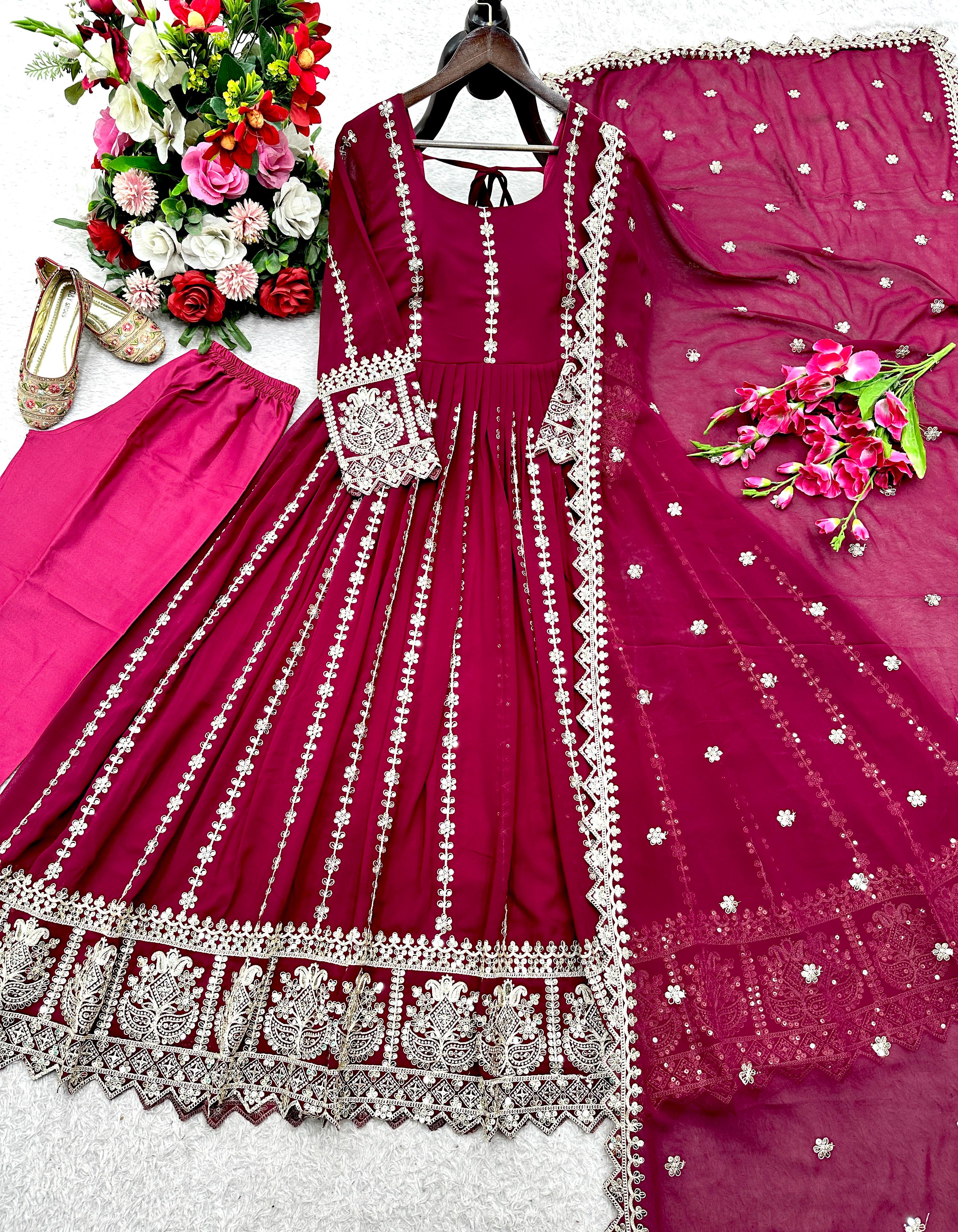 Mehrakshi Blooming Georgette Embroidered Gown Set