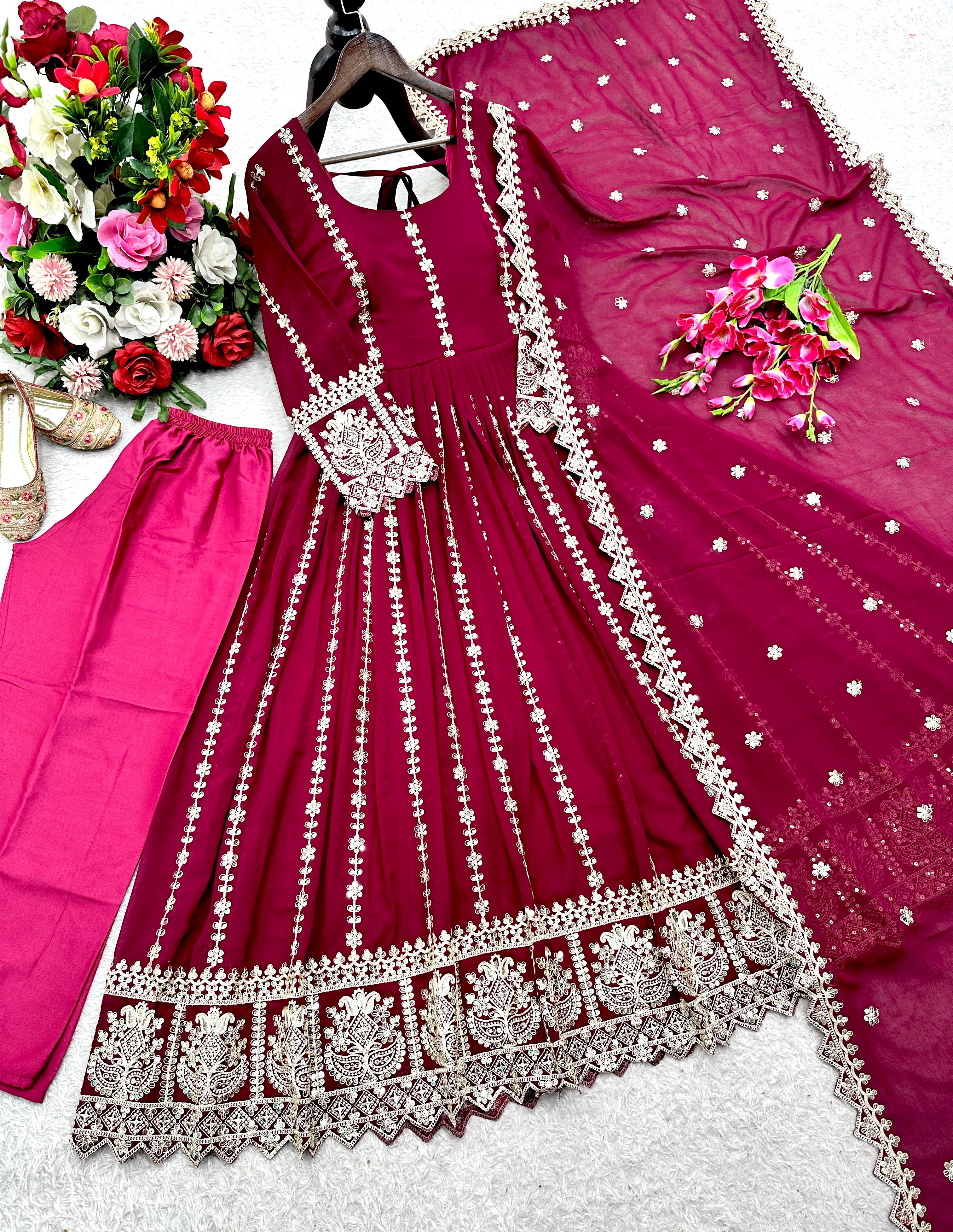 Mehrakshi Blooming Georgette Embroidered Gown Set