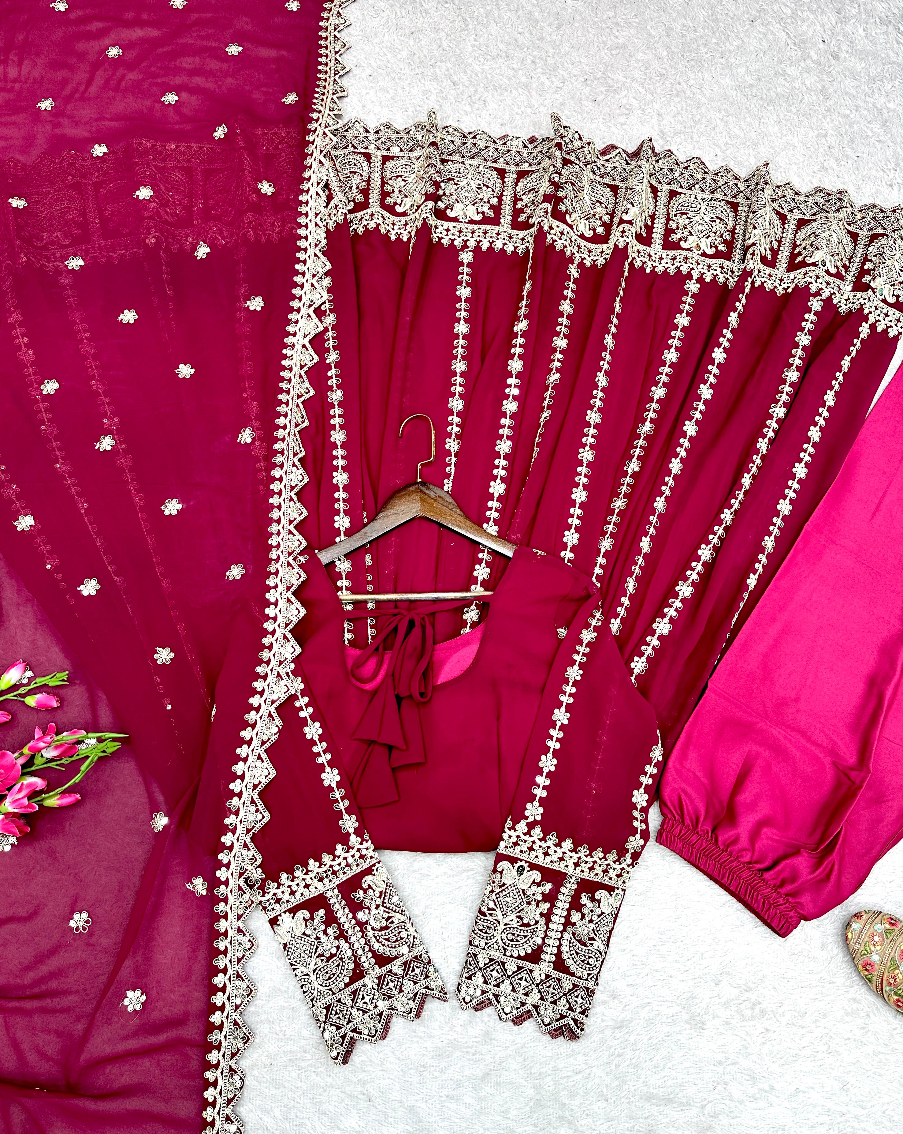 Mehrakshi Blooming Georgette Embroidered Gown Set