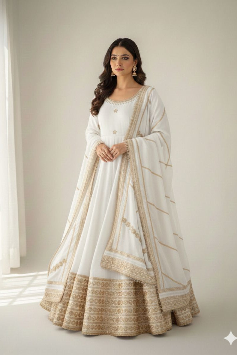 Agniraaj Chinon Silk Anarkali Set