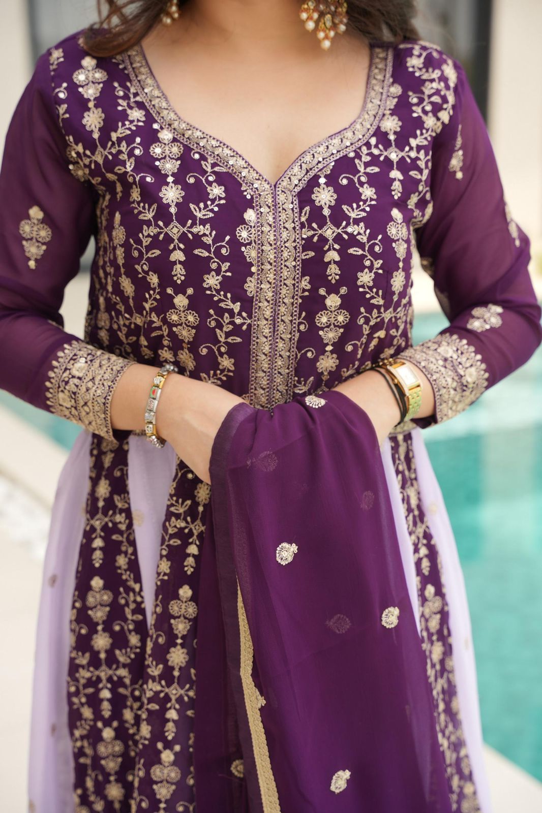 Surmayi Zari Sequins Embroidered Gown Set