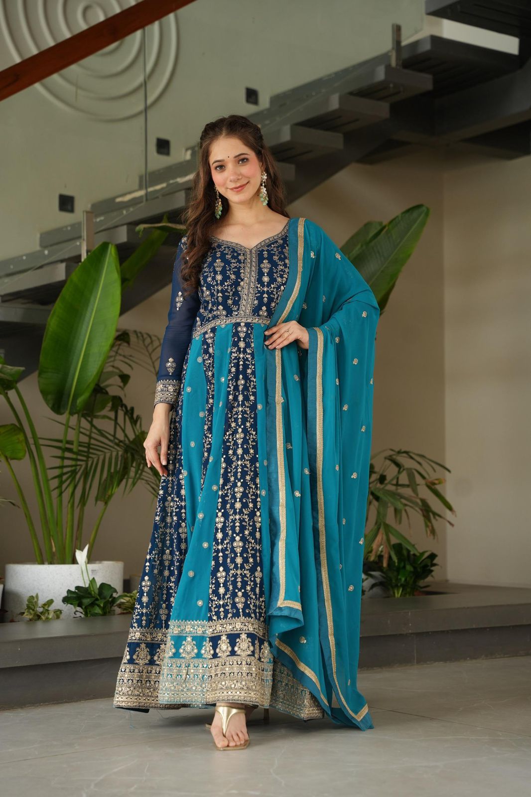 Surmayi Zari Sequins Embroidered Gown Set