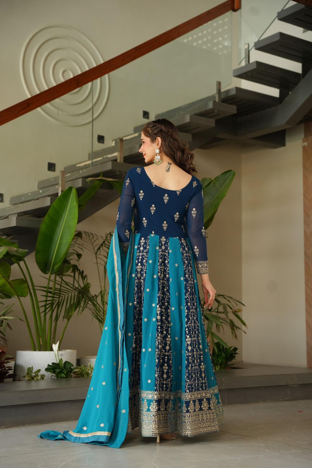 Surmayi Zari Sequins Embroidered Gown Set